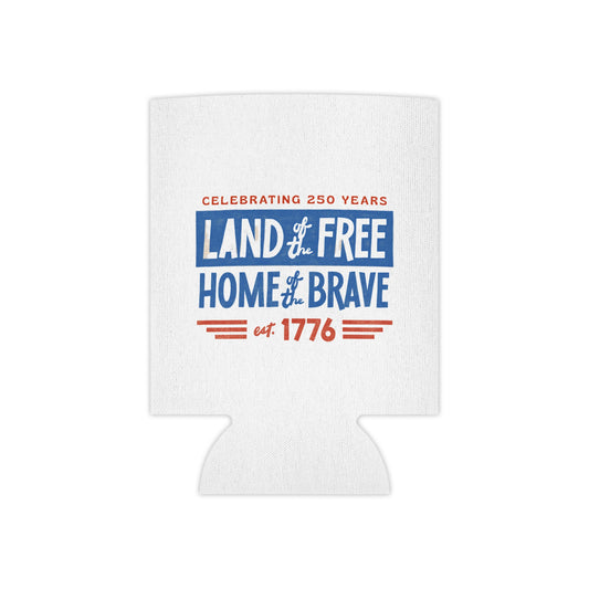 Patriotic Can Cooler – “Land of the Free, Home of the Brave” 1776 4th of July Koozie
