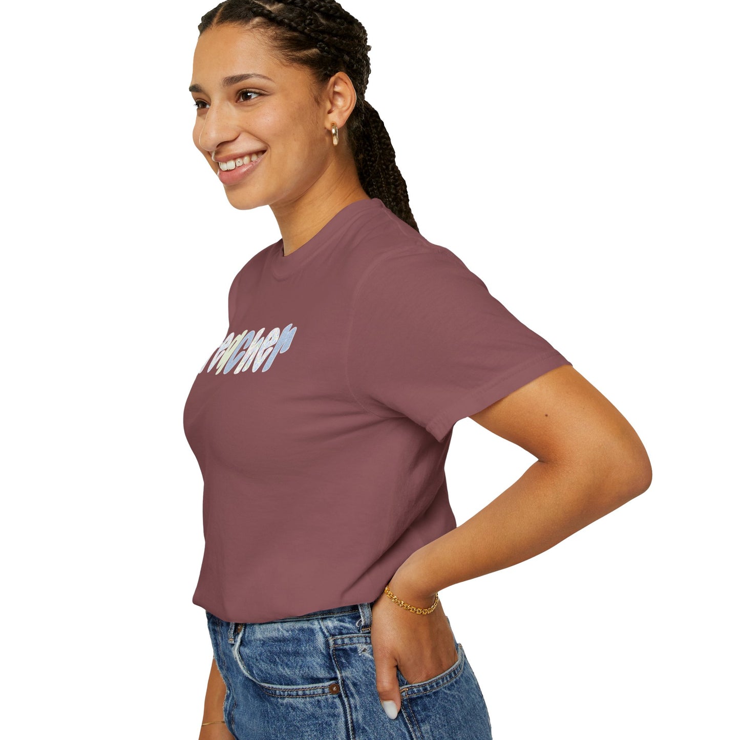 Teacher Floral Bubble Text T-Shirt — Cute Teacher Gift Tee