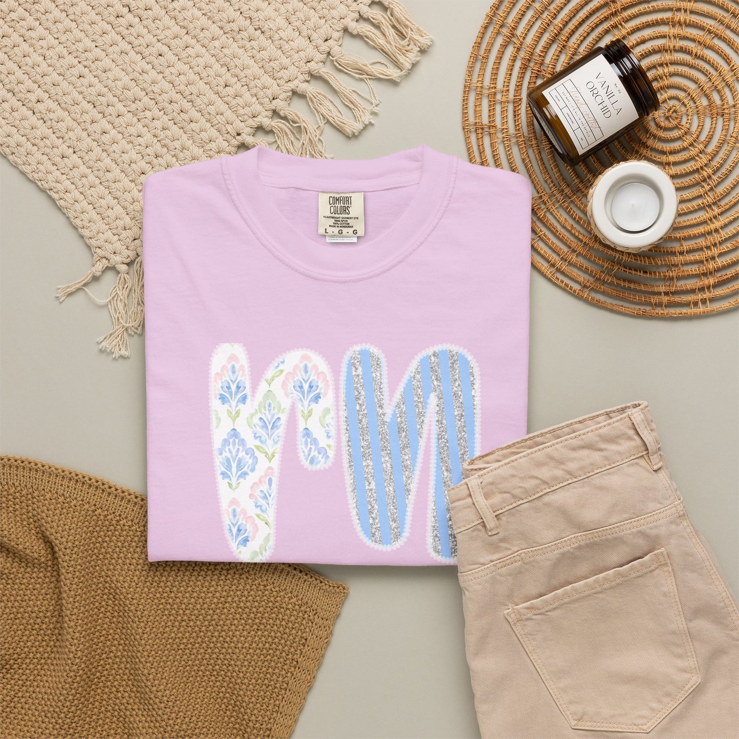 Retro 'RN' Floral Graphic T-Shirt — Garment-Dyed Casual Tee