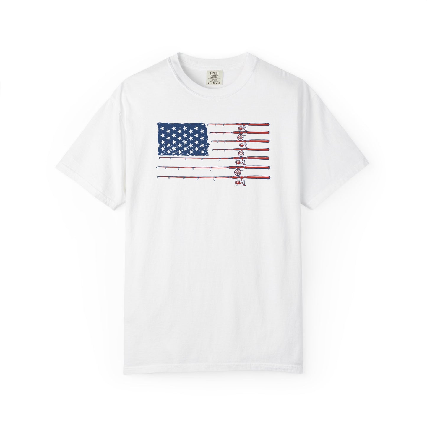 American Fishing Flag T-Shirt — Patriotic Bass Rods Graphic Tee