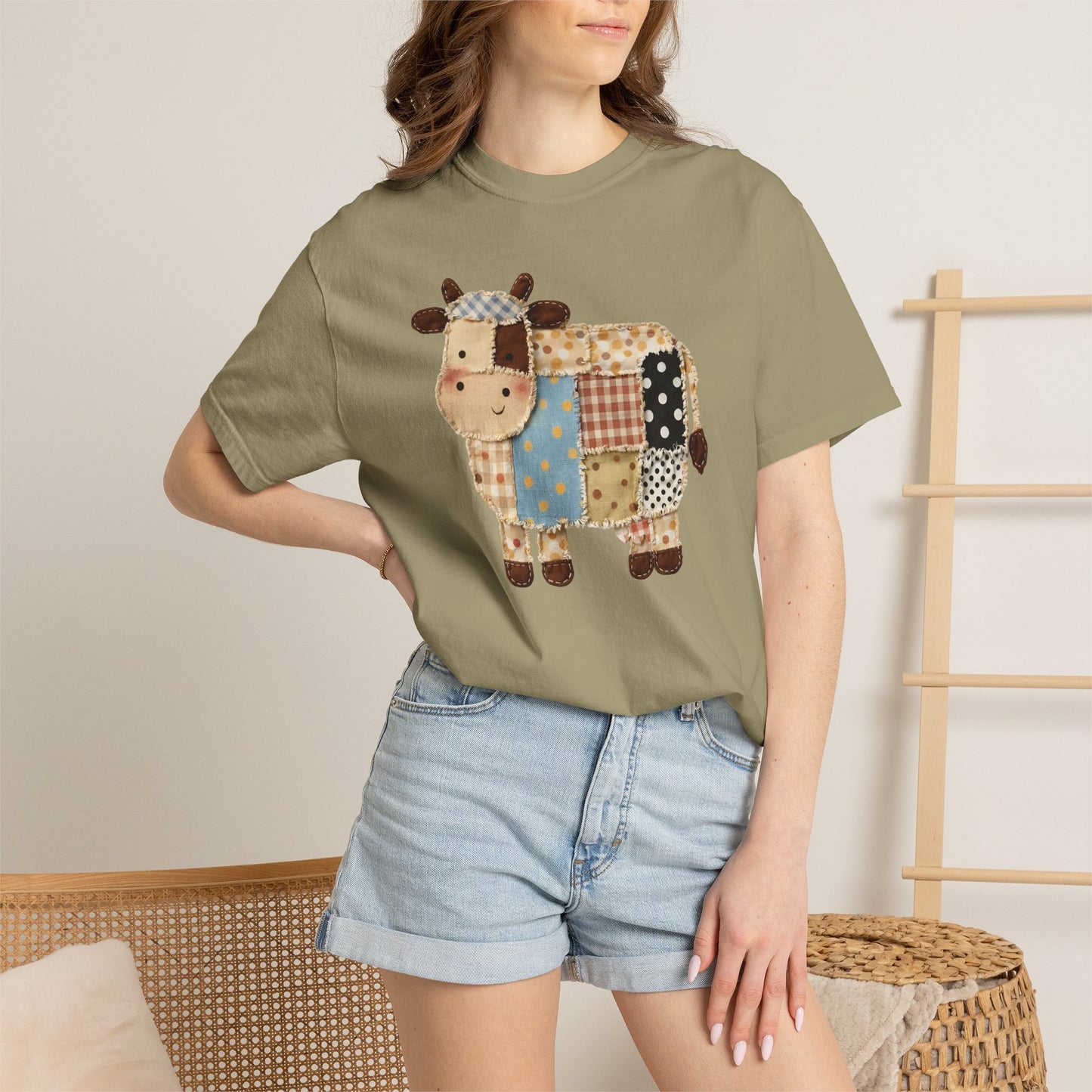 Patchwork Cow Print T-Shirt — Cute Farm Animal Graphic Tee