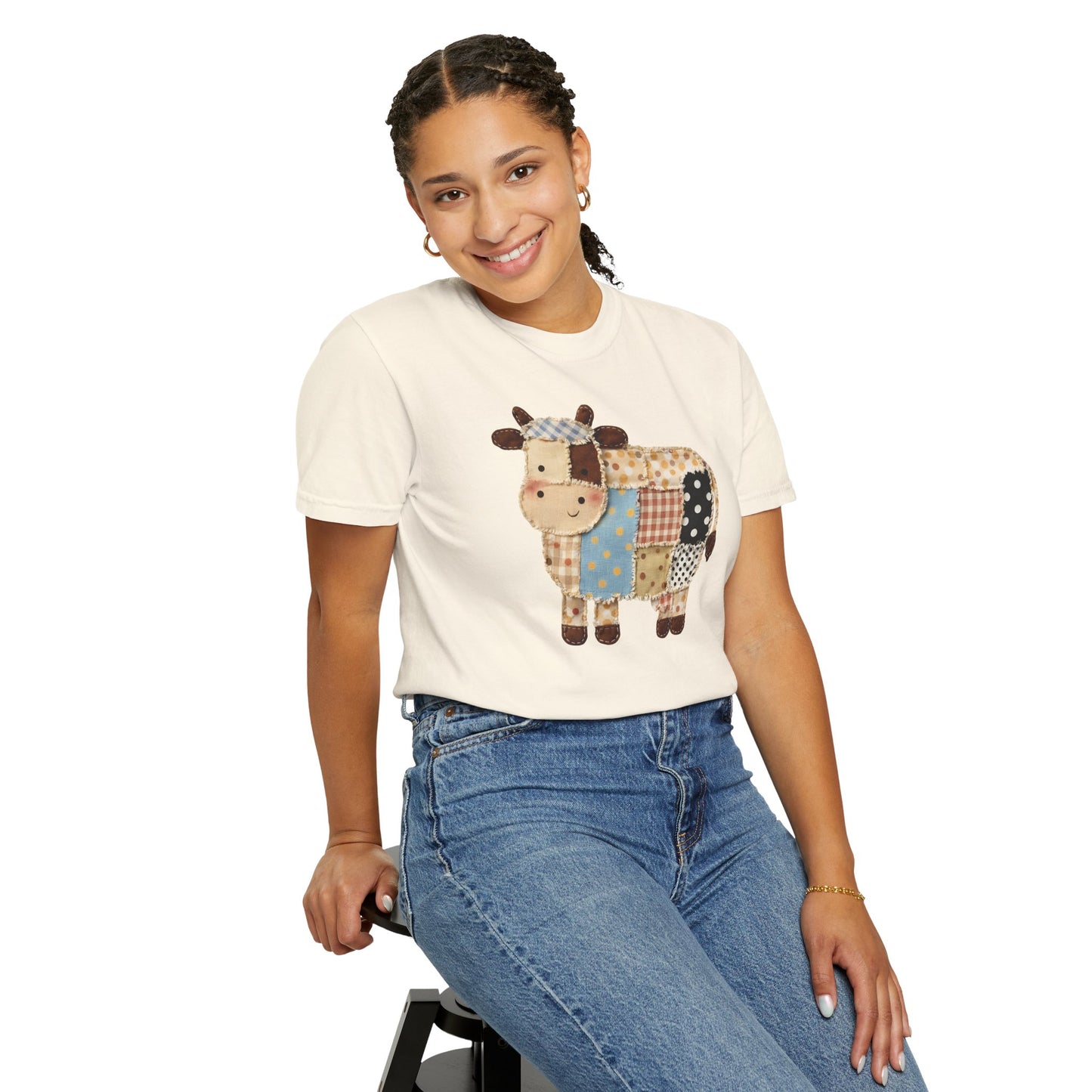 Patchwork Cow Print T-Shirt — Cute Farm Animal Graphic Tee