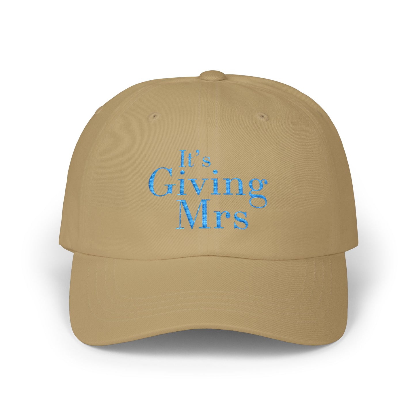 Dad Cap — "It's Giving Mrs" Embroidered White Baseball Hat