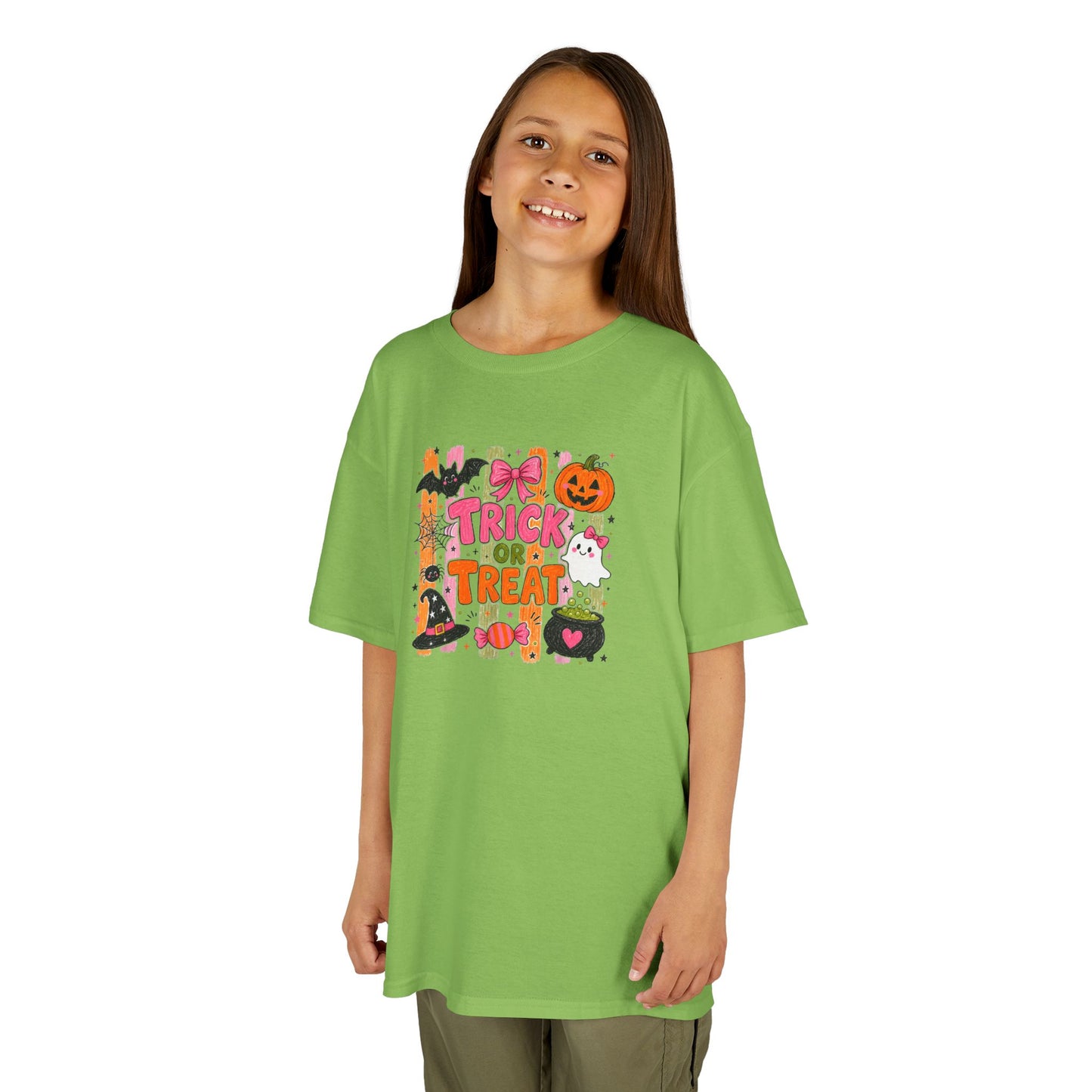Kids Halloween Trick or Treat T-Shirt — Cute Pumpkin & Candy Graphic