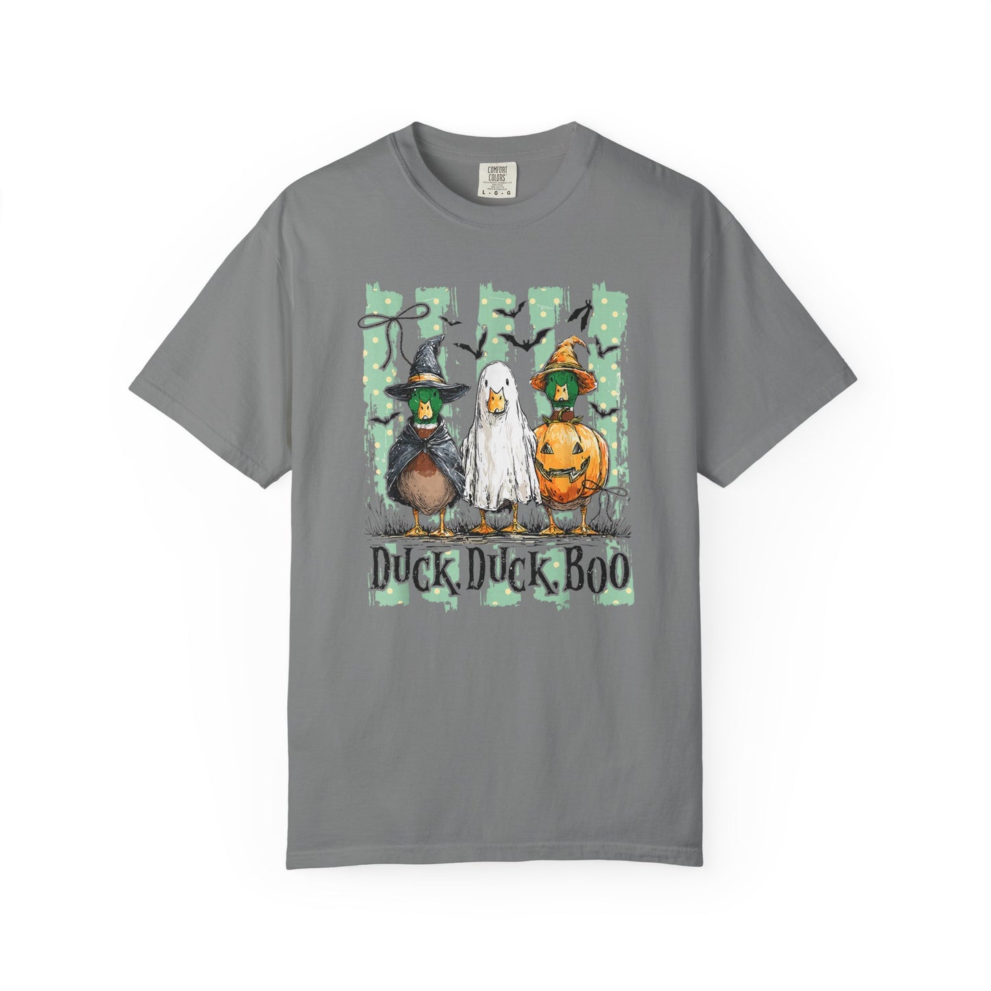 Duck Duck Boo Halloween T‑Shirt — Cute Witch & Pumpkin Ducks Graphic Tee