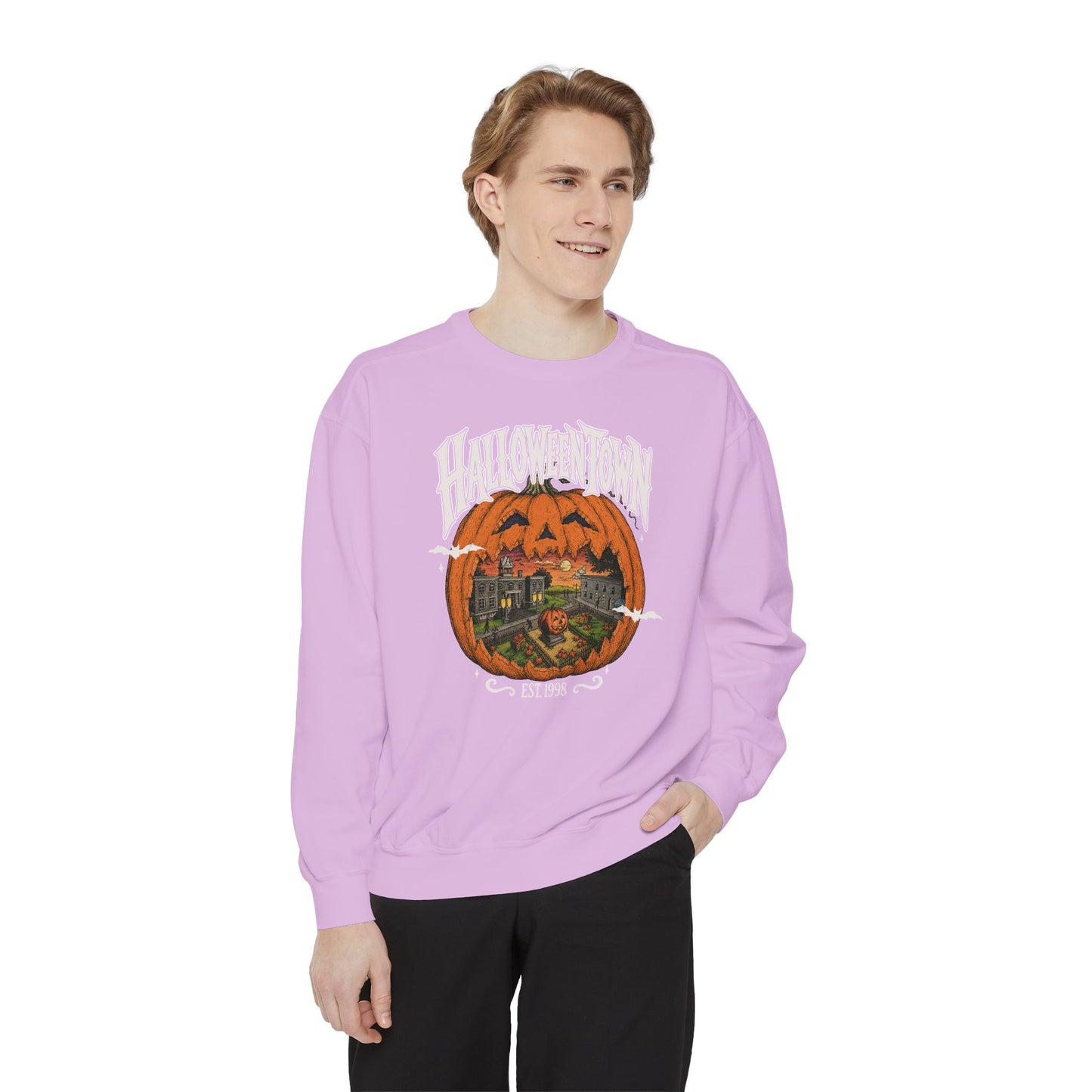 Halloweentown Pumpkin Crewneck Sweatshirt — Vintage Spooky Town Graphic