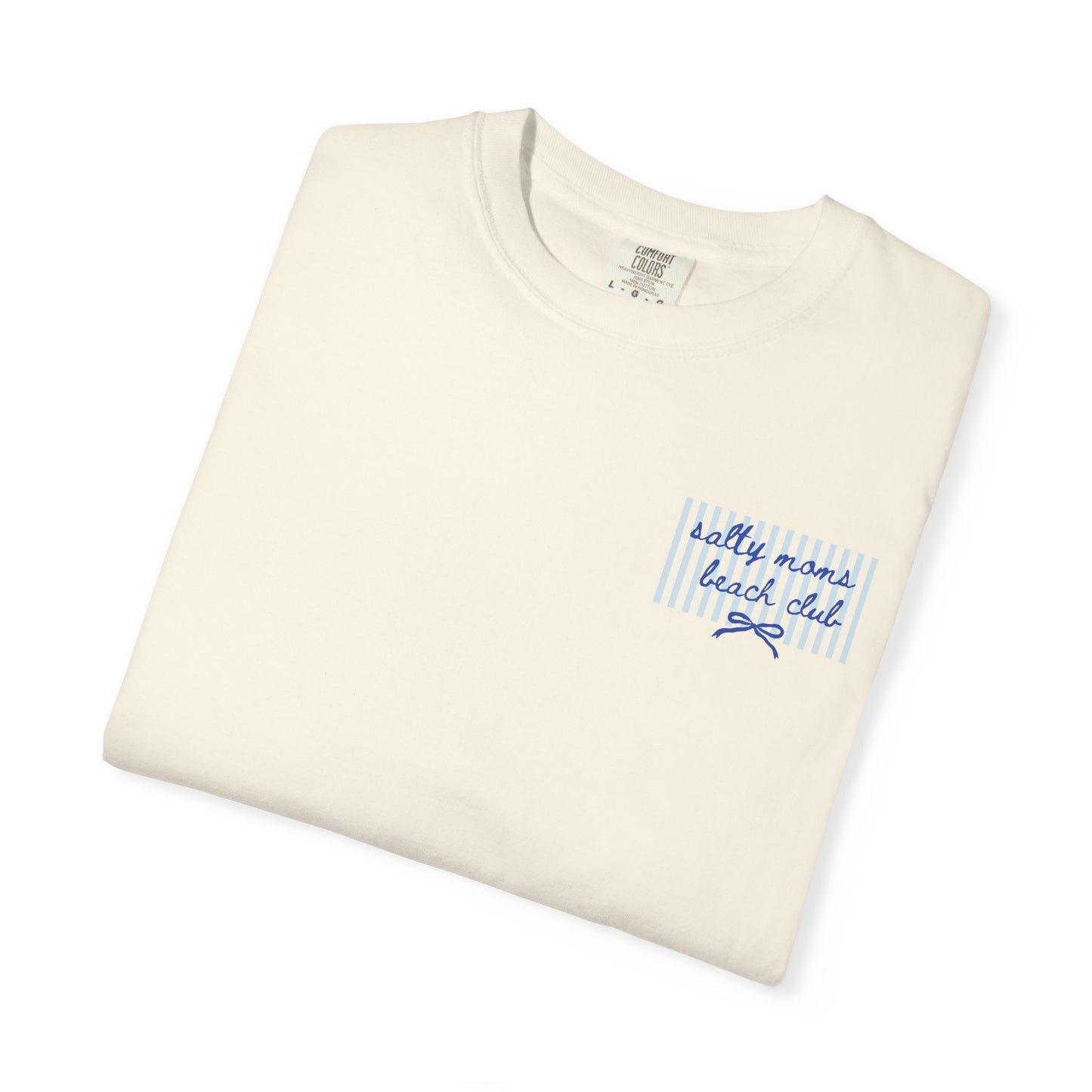 Pocket Script T‑Shirt — "Salty Moms Beach Club" Minimal Graphic Tee