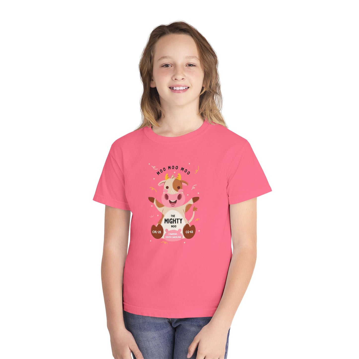 Youth Tee - Cute 'Moo Moo Moo I'm the Mighty Moo' Cow Graphic