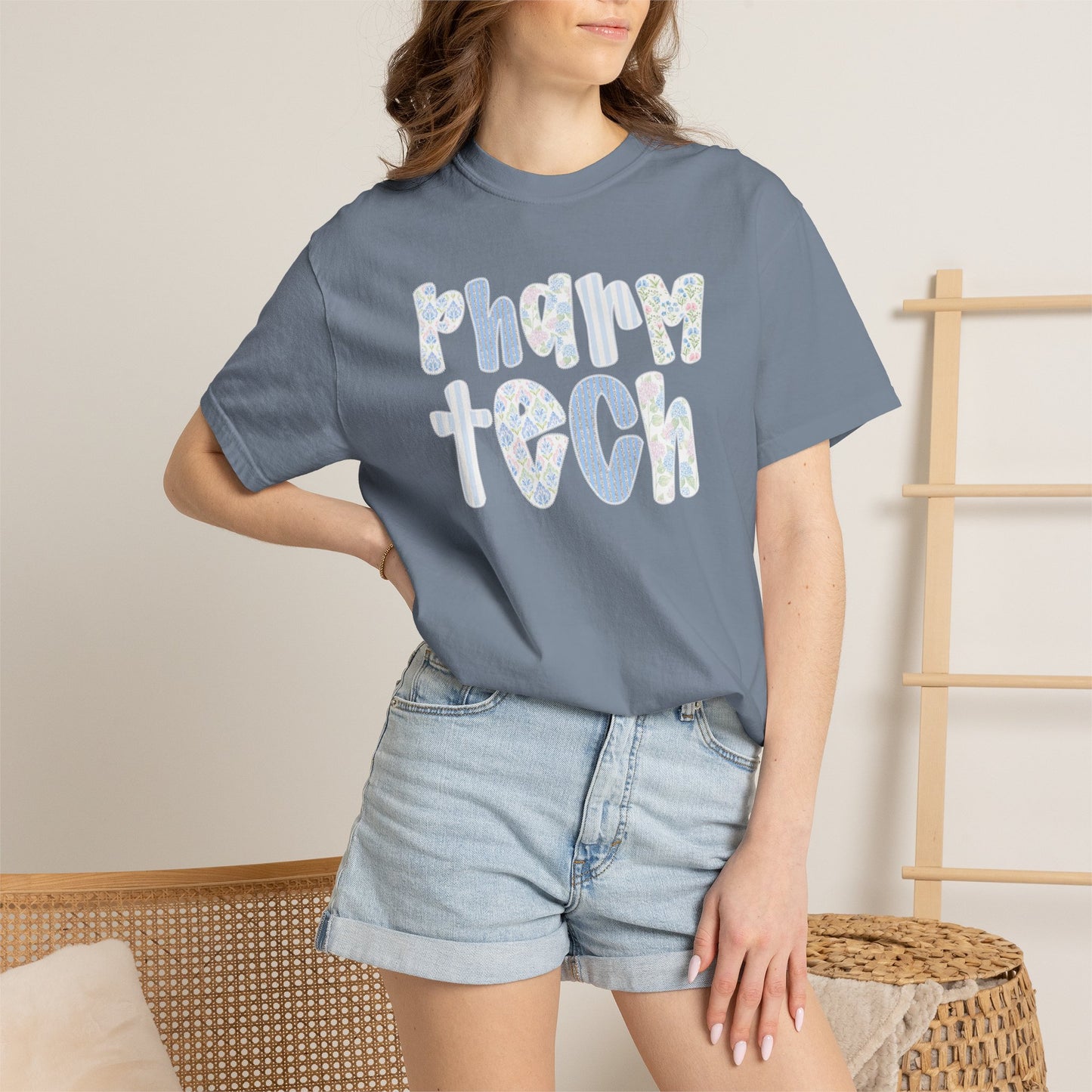 Pharm Tech T-Shirt — Floral Pastel Typography Tee