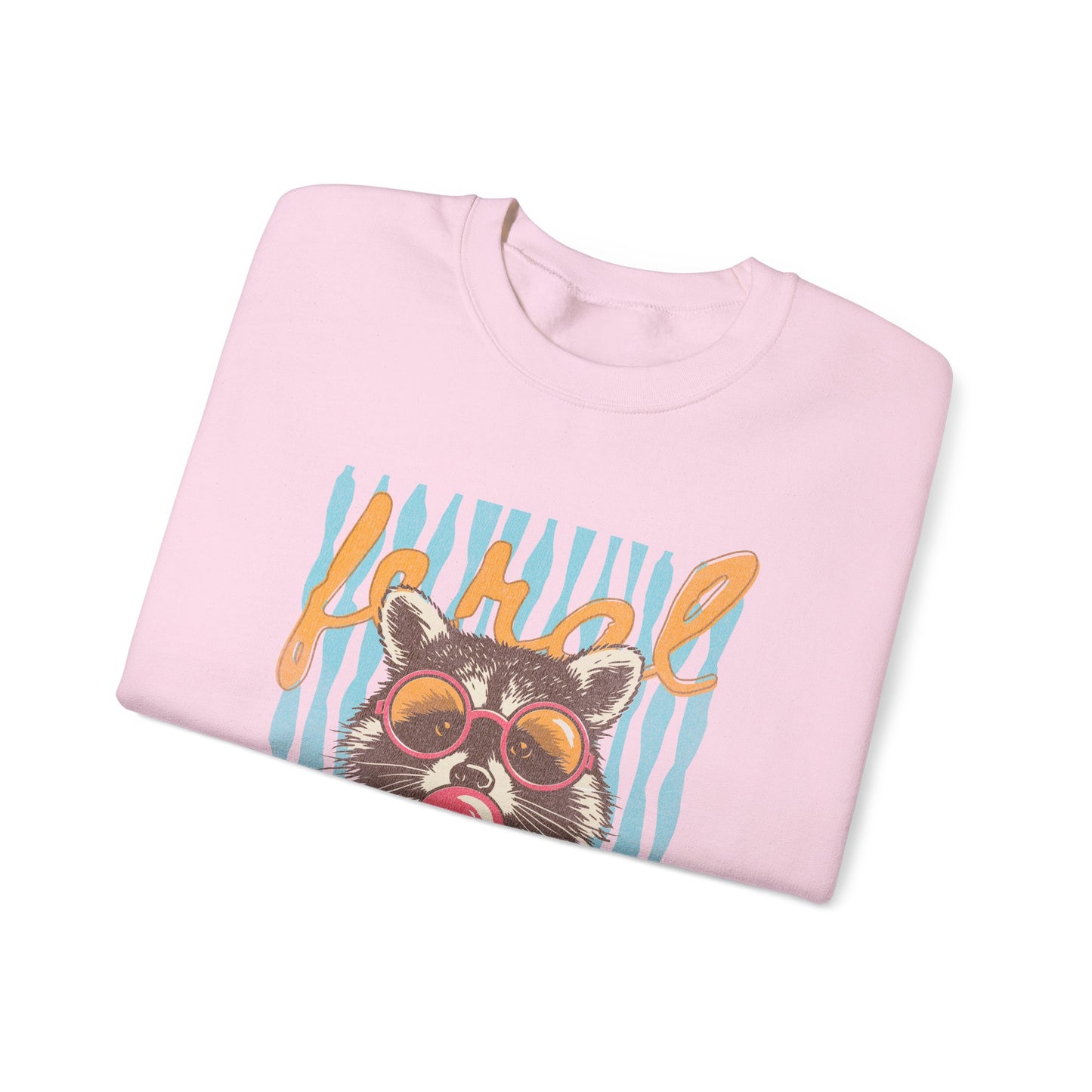 Crewneck Sweatshirt — Retro Raccoon Bubblegum Design