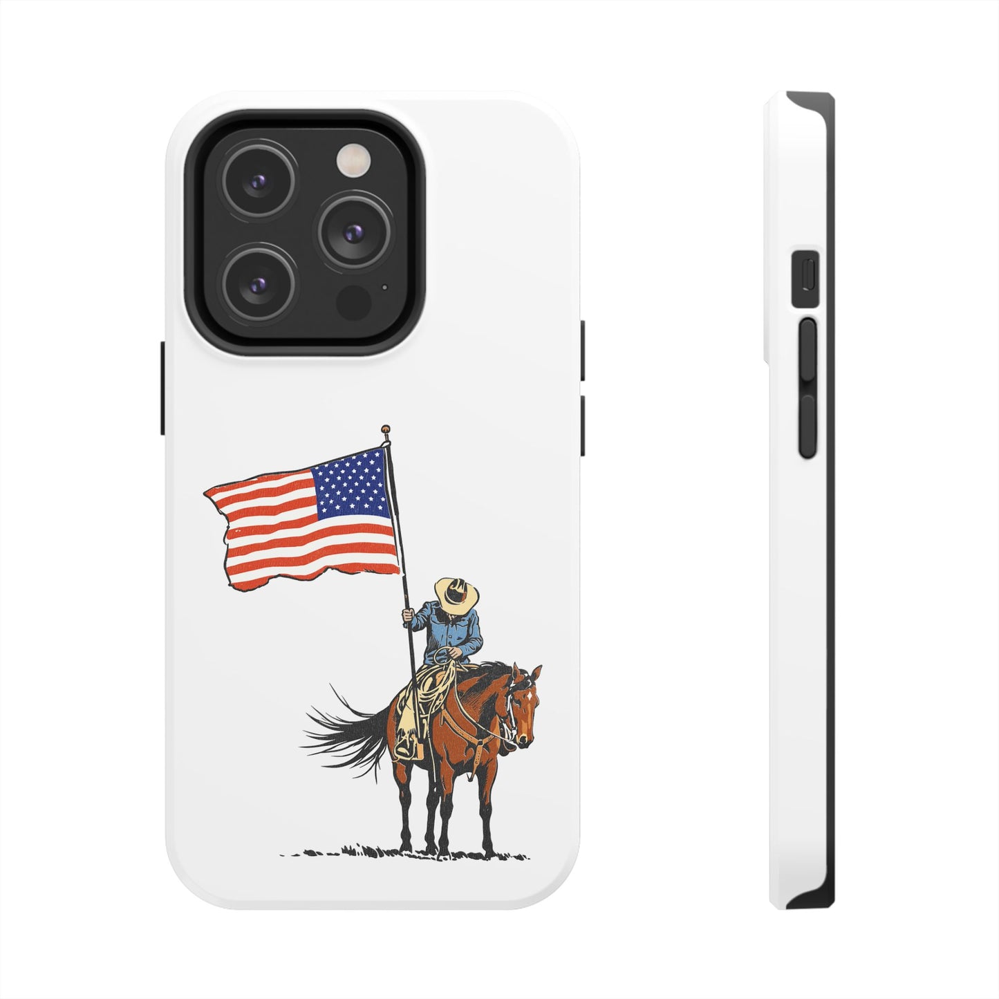 Rugged Western Phone Case — Cowboy Holding American Flag