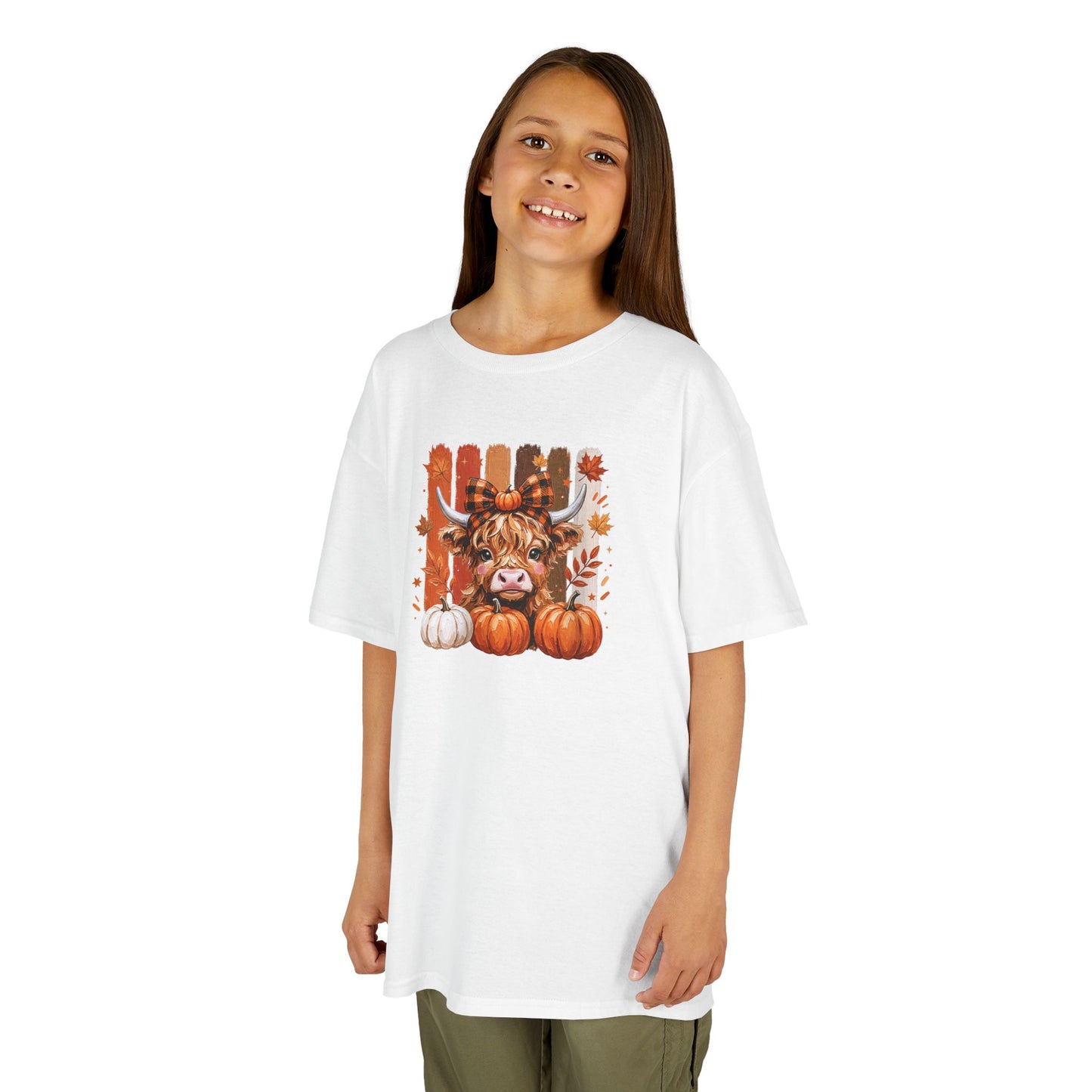 Kids Fall Cow Pumpkin T-Shirt