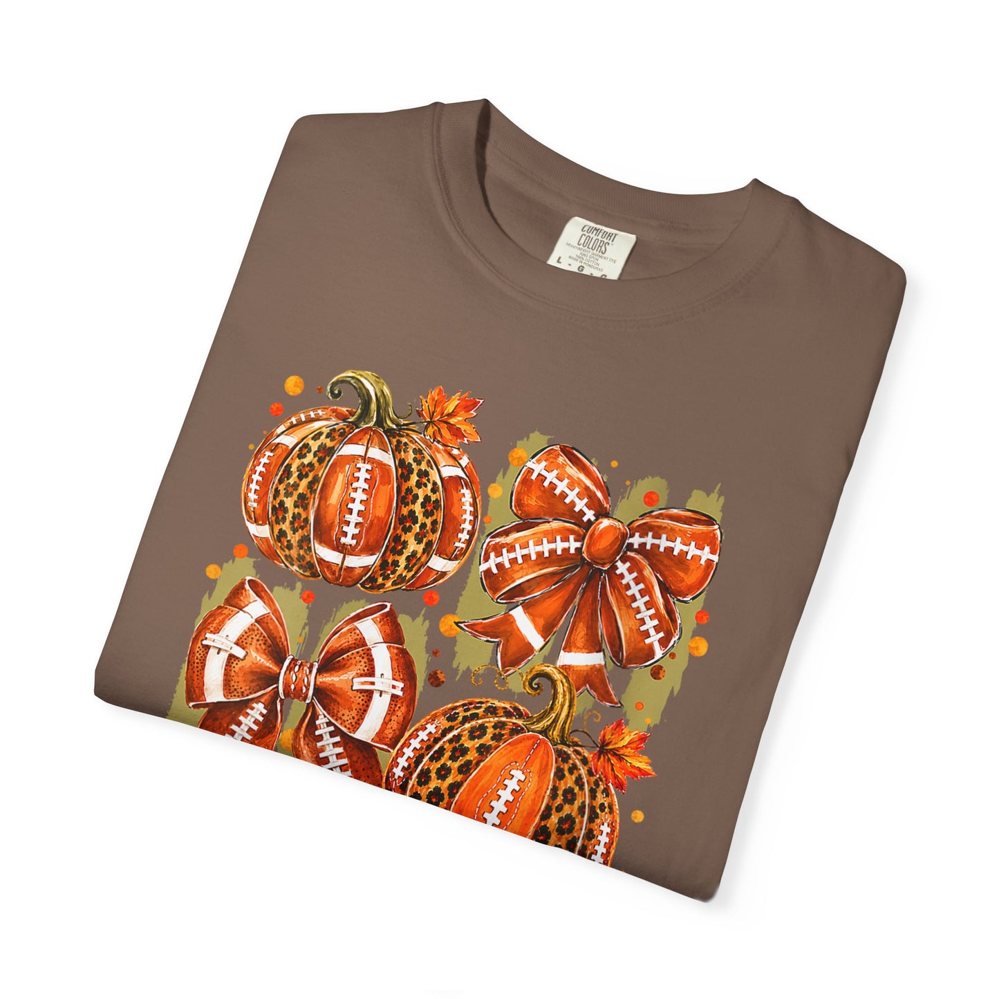 Pumpkin Patch Fall Football T-Shirt — Rustic Orange Autumn Pumpkins Tee