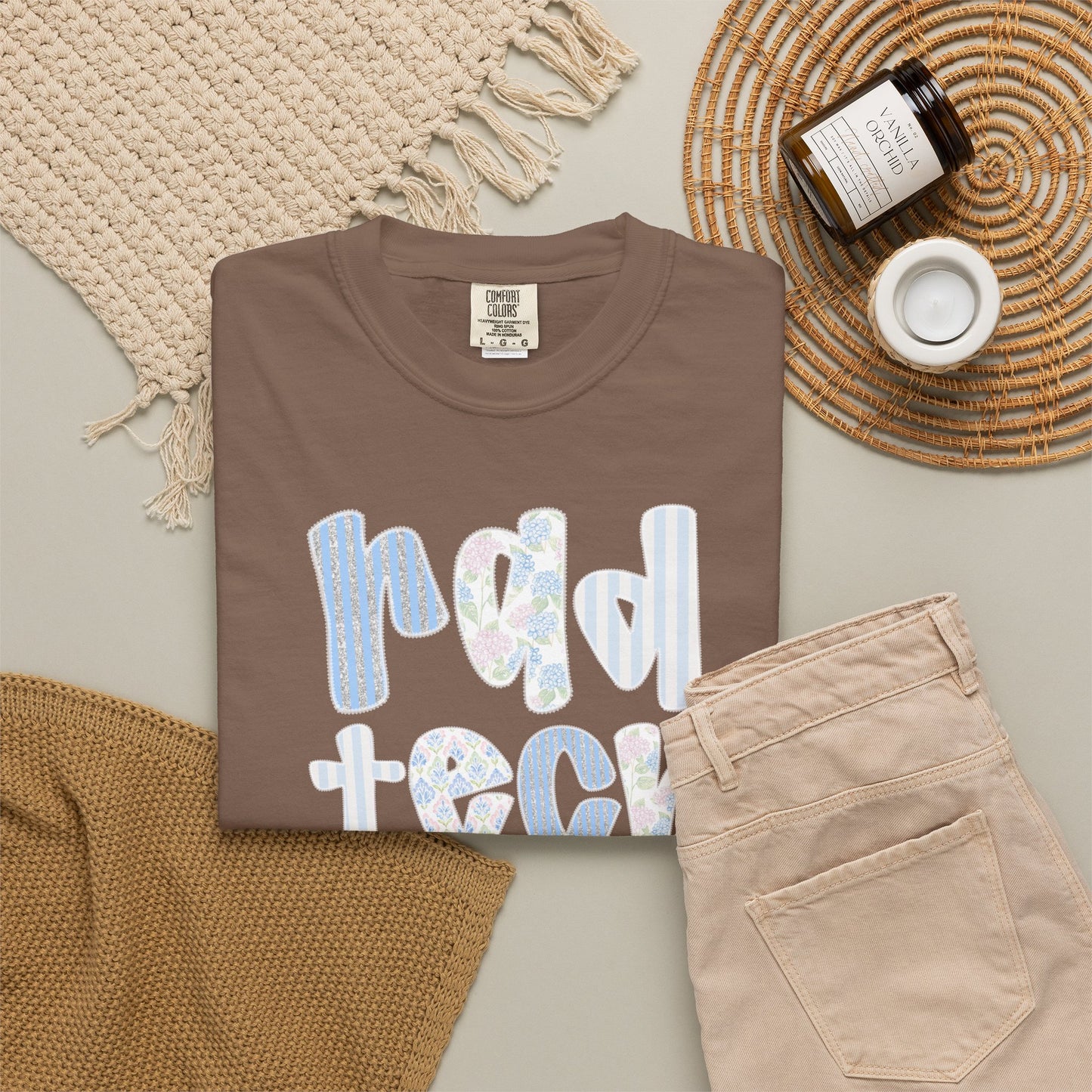 Rad Tech T-Shirt — Retro Floral 'rad tech' Graphic Tee for Radiologic Technologists
