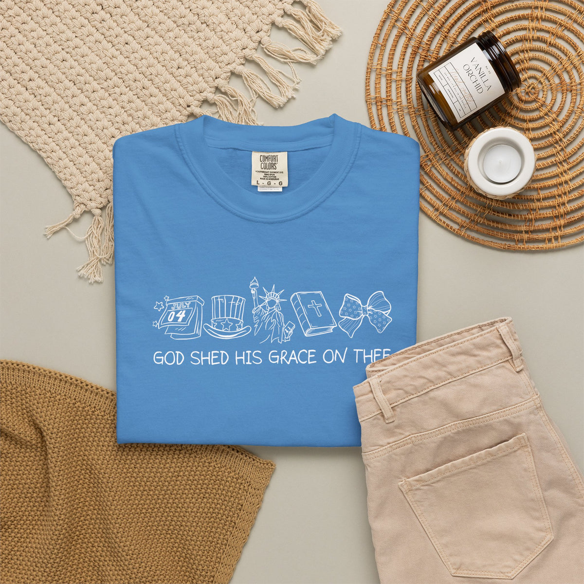 Graphic T-Shirt — 'God Shed His Grace On Thee' Minimal Line Art