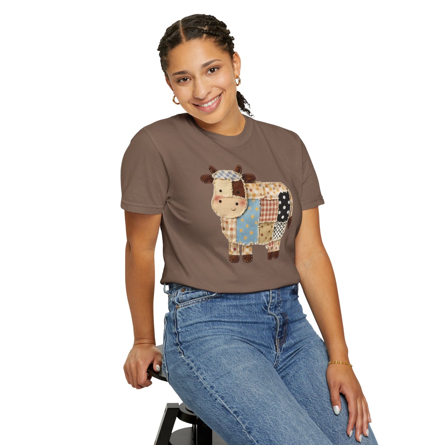 Patchwork Cow Print T-Shirt — Cute Farm Animal Graphic Tee