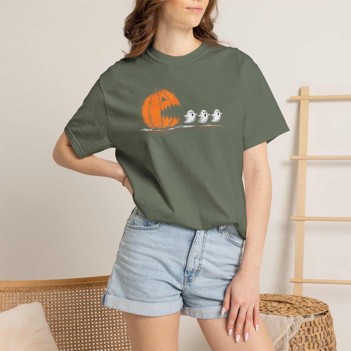 Halloween "Pac Man: Pumpkin Ghosts T-Shirt — Cute Trio Spooky Tee