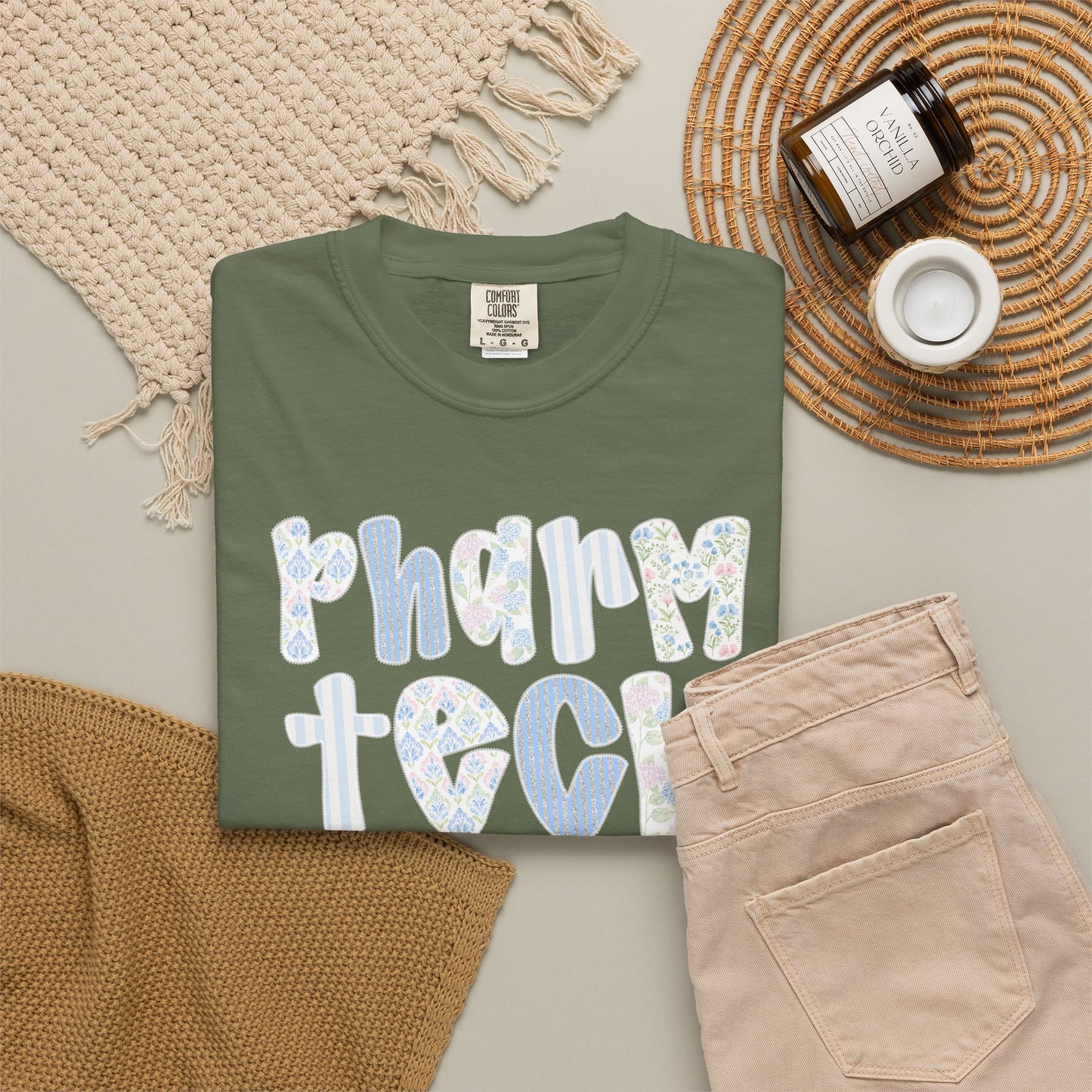 Pharm Tech T-Shirt — Floral Pastel Typography Tee