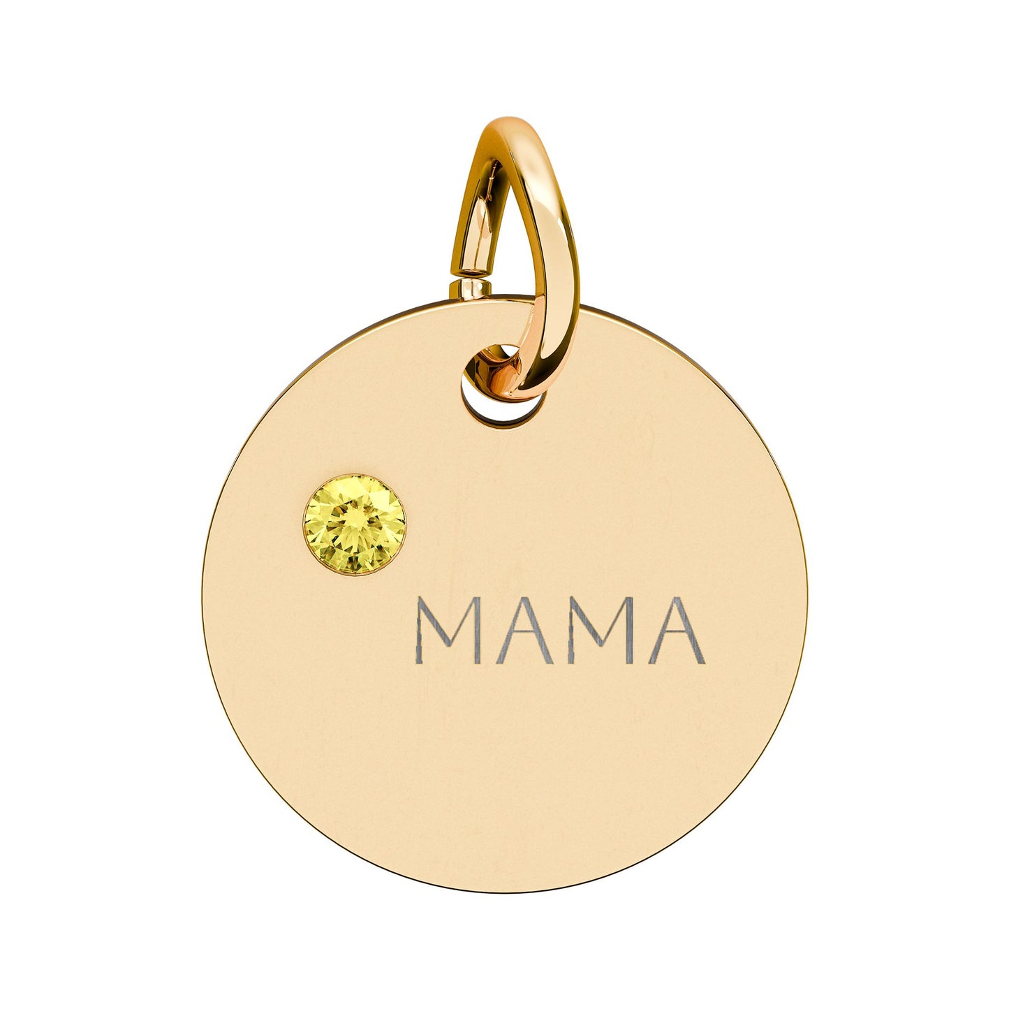 Engraved Birthstone Circle Charm 'MAMA' - Pendant Only