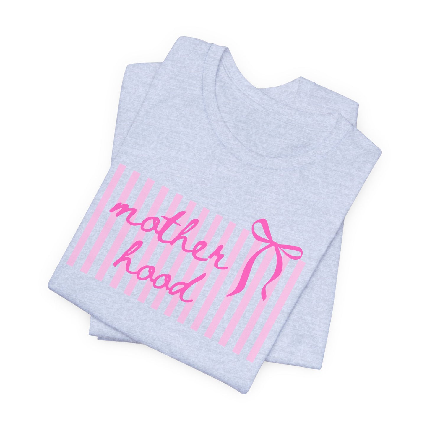 Motherhood Tee - Pink Stripes & Bow Mom Shirt