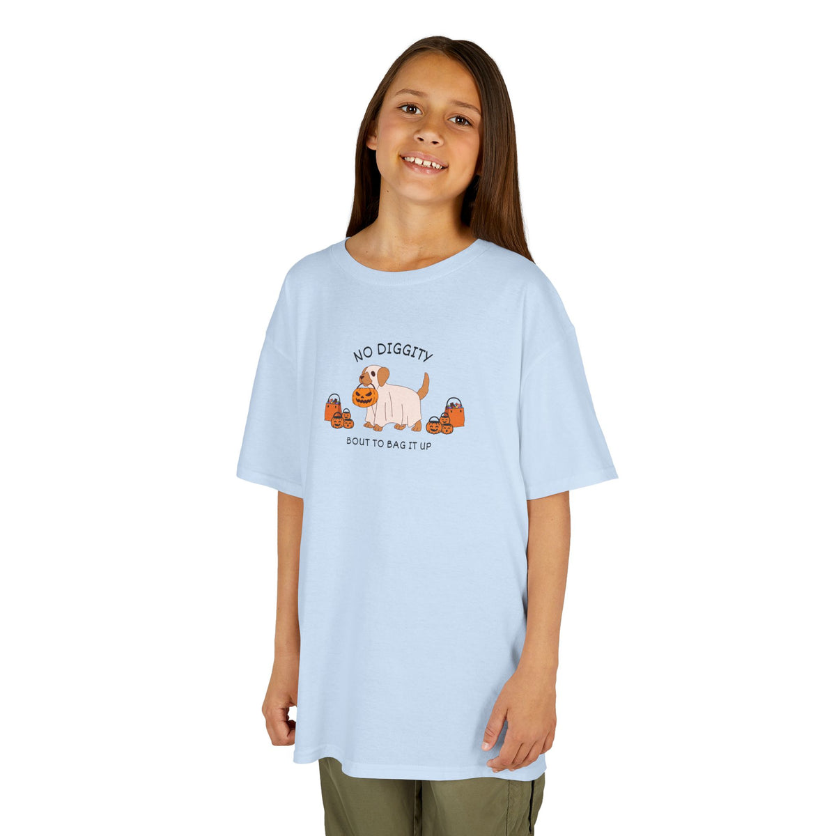 Kids T‑Shirt — "No Diggity" Puppy & Pumpkin Fall Tee