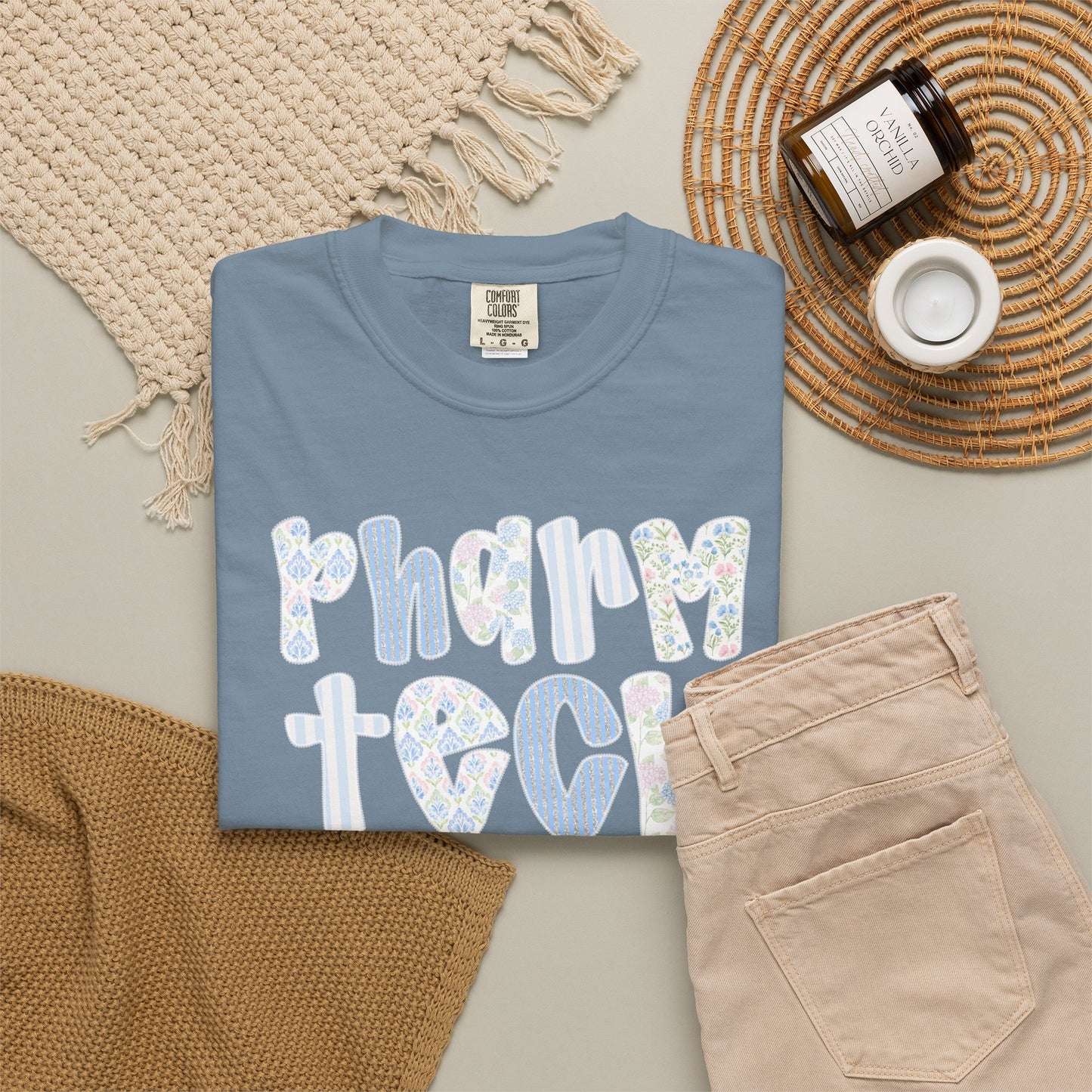 Pharm Tech T-Shirt — Floral Pastel Typography Tee