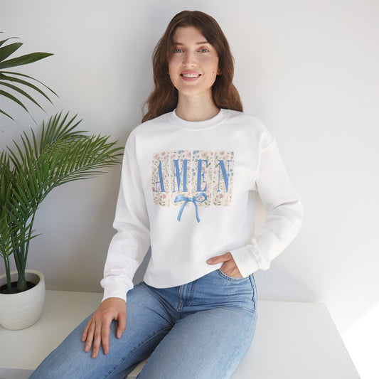 ‘AMEN' Floral Block Letter  crewneck Sweatshirt