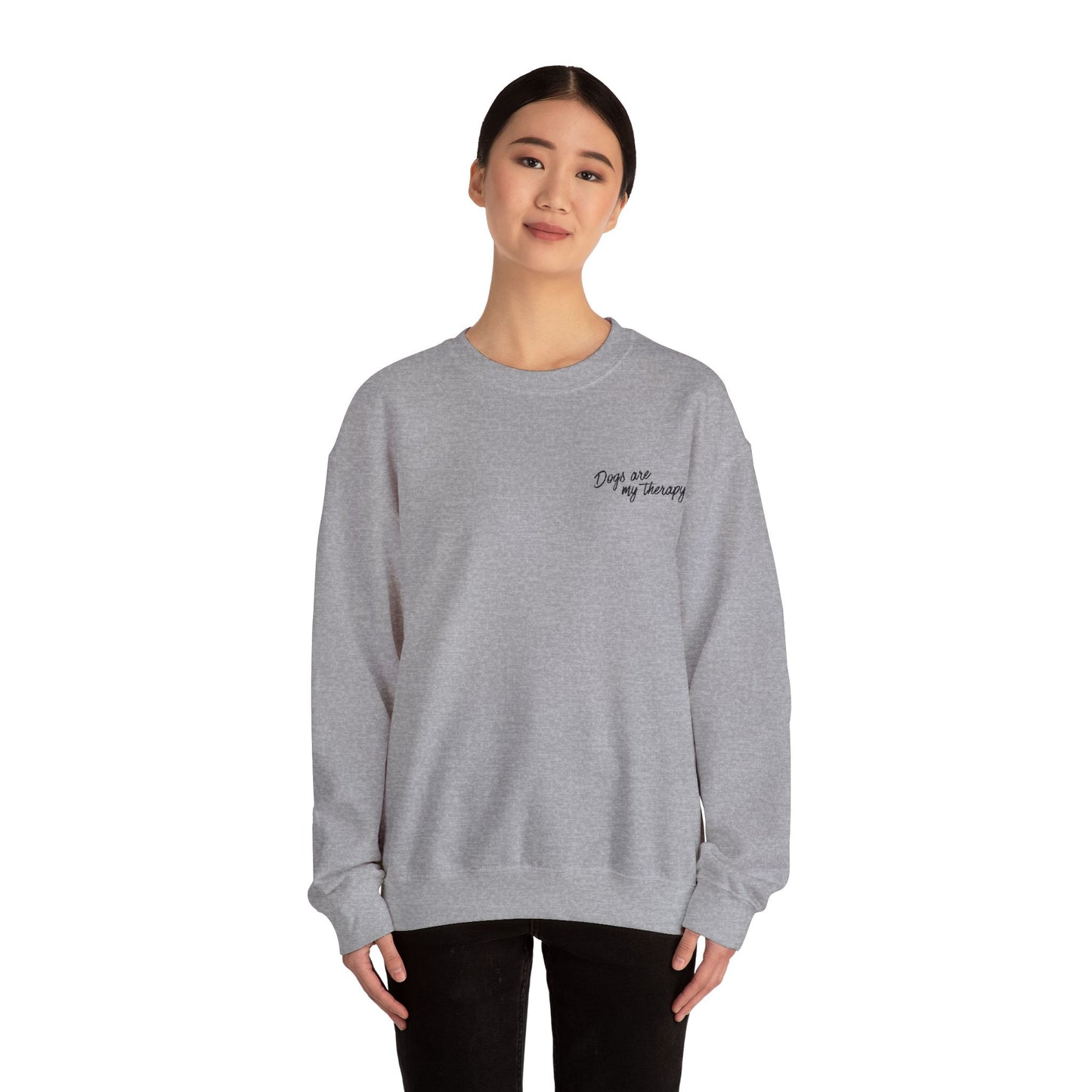 Minimal 'Dogs Are My Therapy' Crewneck Embroidered Sweatshirt
