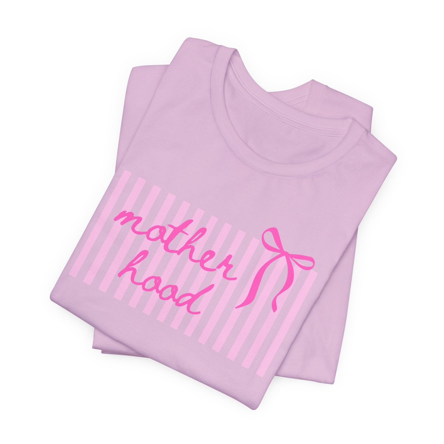 Motherhood Tee - Pink Stripes & Bow Mom Shirt