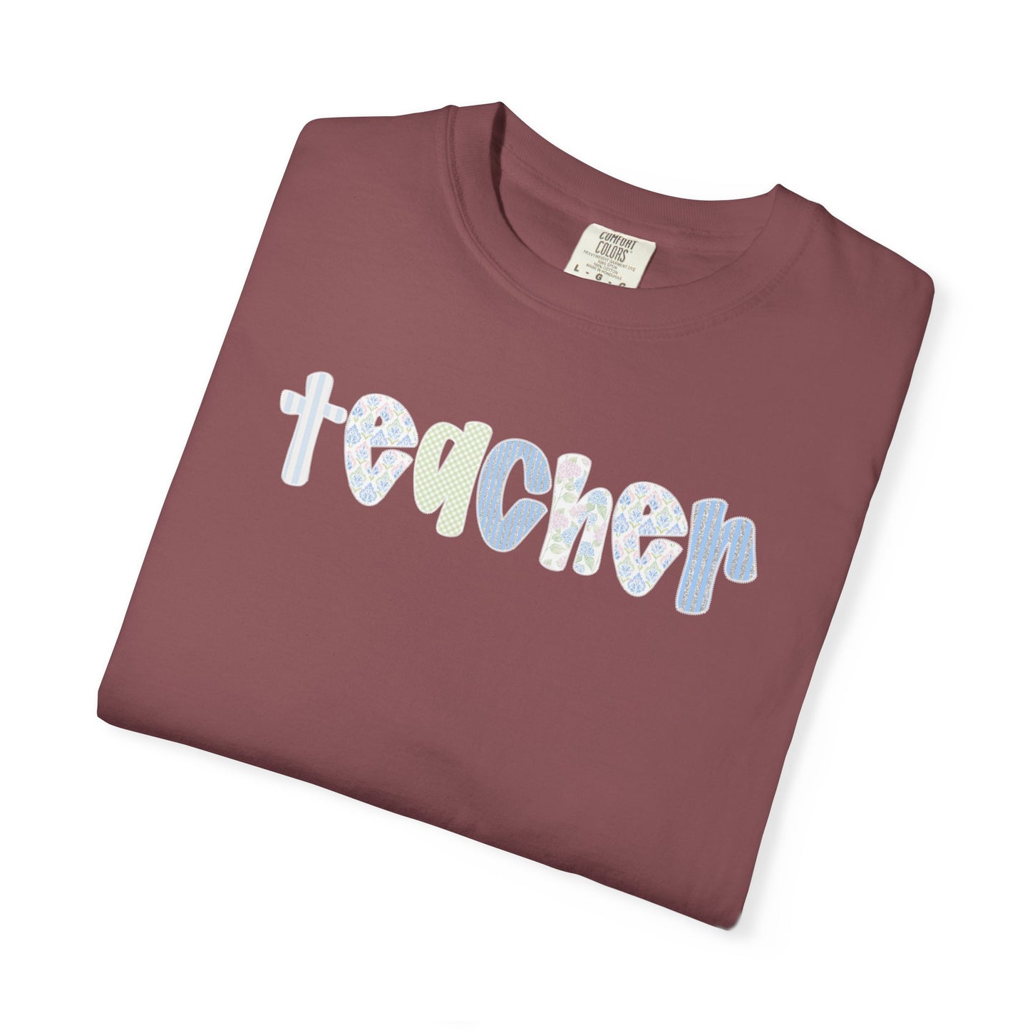 Teacher Floral Bubble Text T-Shirt — Cute Teacher Gift Tee