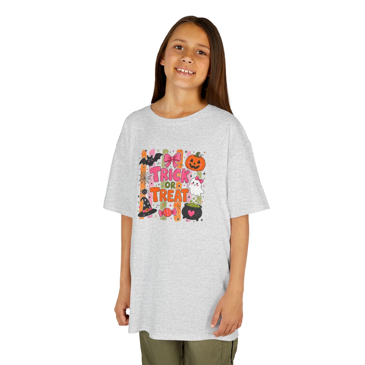 Kids Halloween Trick or Treat T-Shirt — Cute Pumpkin & Candy Graphic