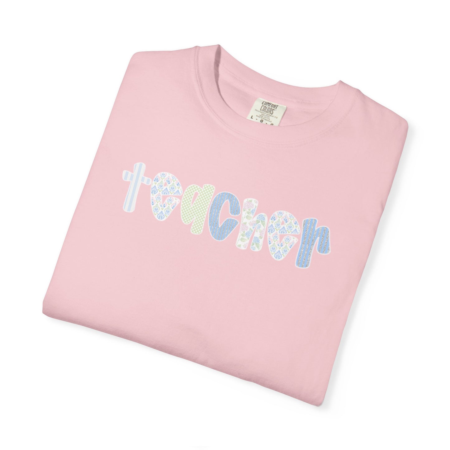 Teacher Floral Bubble Text T-Shirt — Cute Teacher Gift Tee