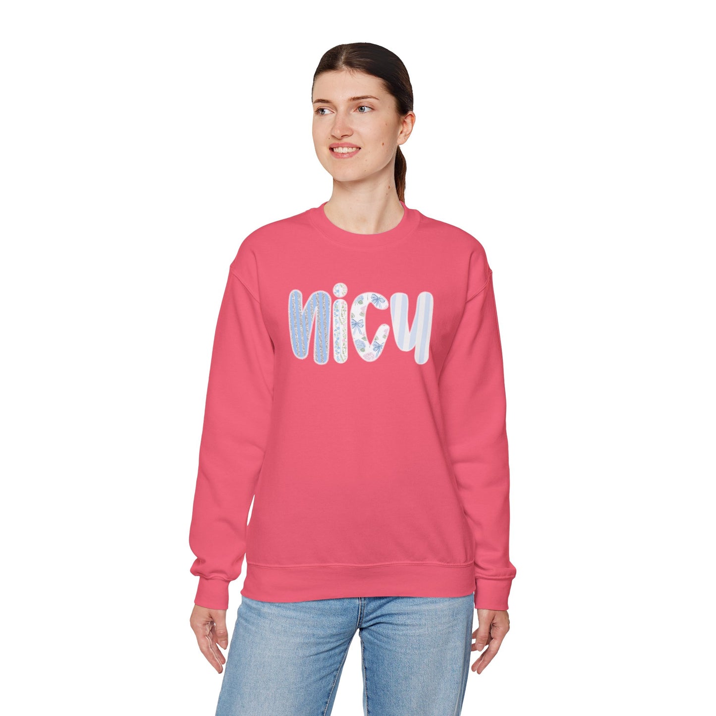 Cozy 'NICU' Pastel Pattern Crewneck Sweatshirt