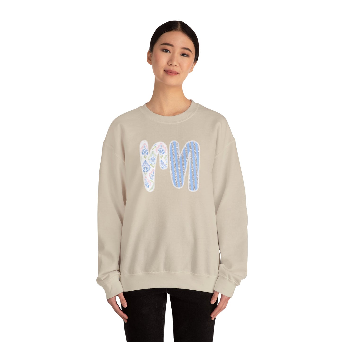 RN Floral Crewneck Sweatshirt – Blue Botanical Monogram