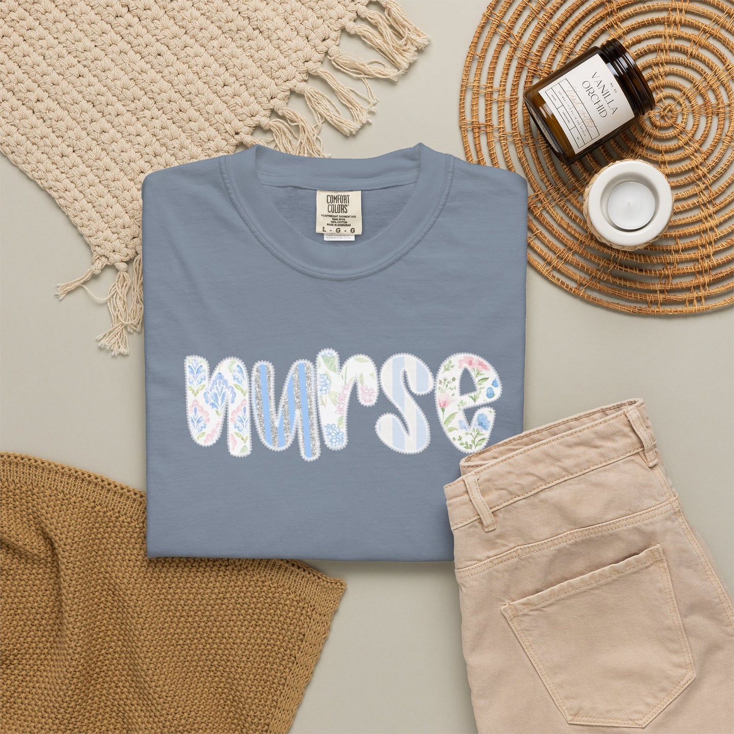 Nurse Floral Script T‑Shirt — Healthcare Appreciation
