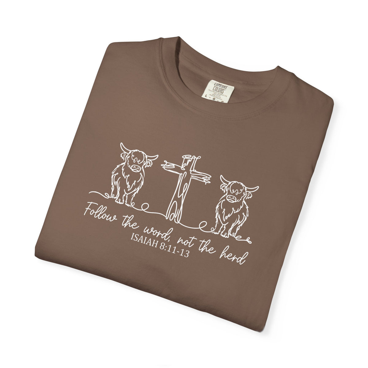 Christian Cross & Cow T-Shirt — "Follow the Word, Not the Herd" Graphic Tee