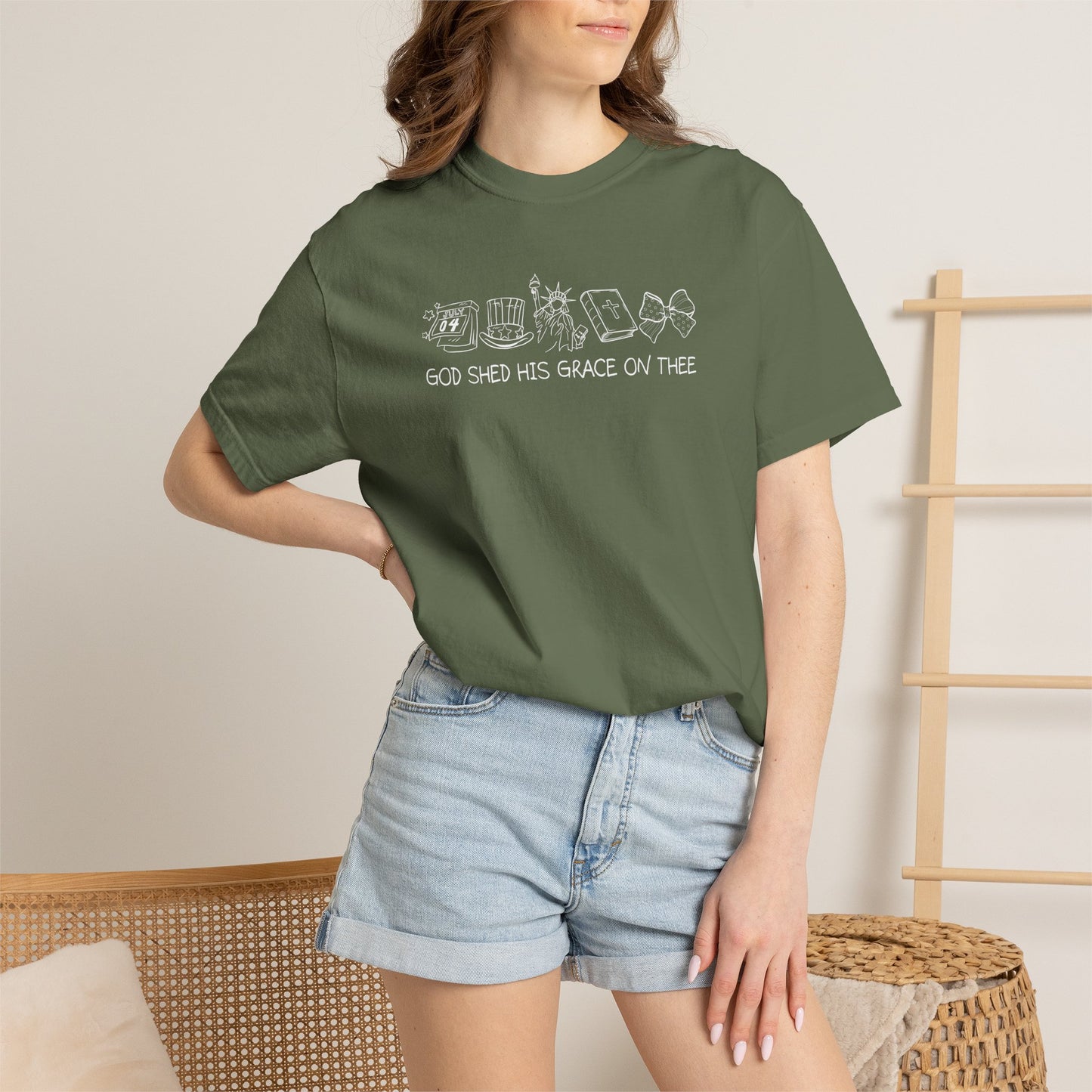 Graphic T-Shirt — 'God Shed His Grace On Thee' Minimal Line Art