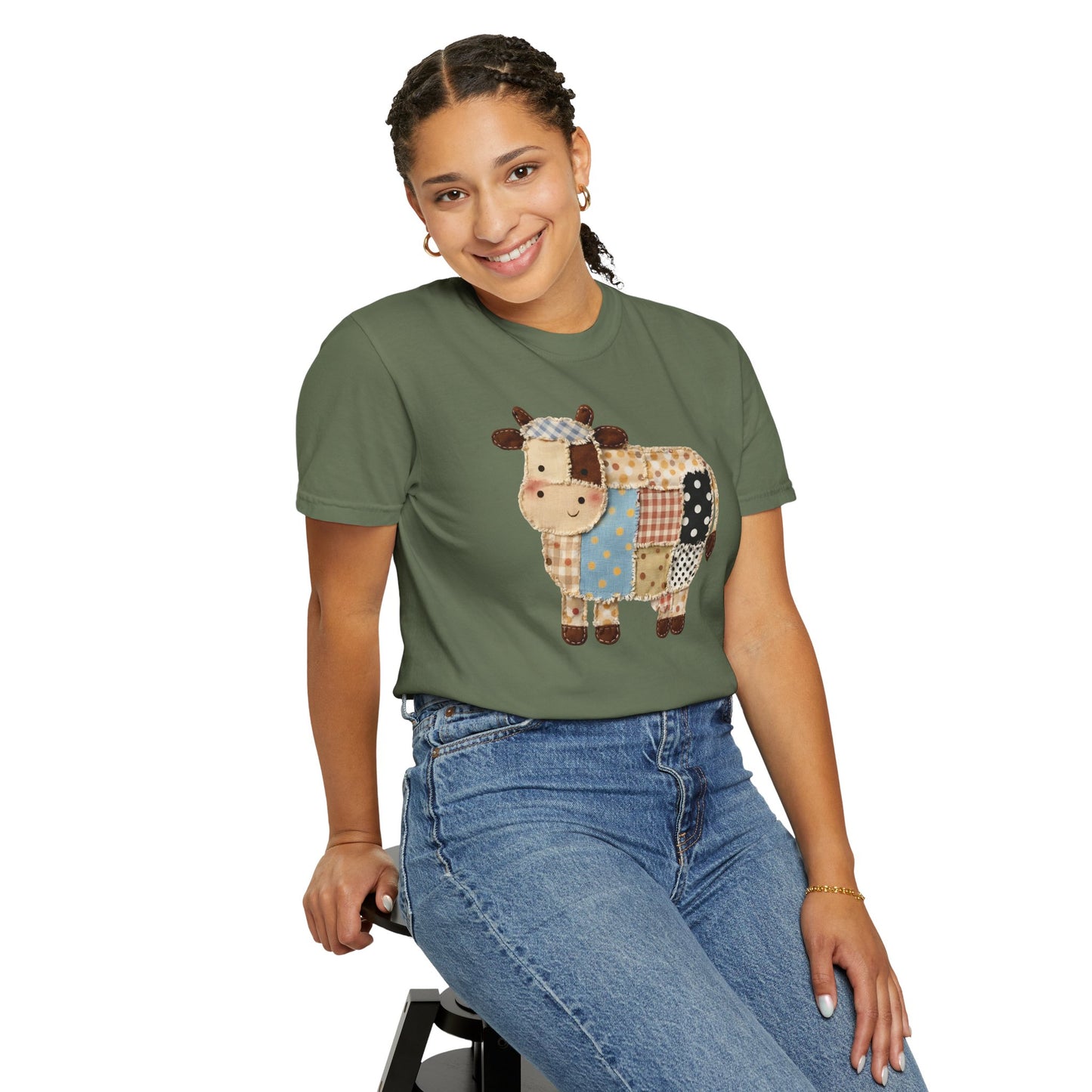 Patchwork Cow Print T-Shirt — Cute Farm Animal Graphic Tee