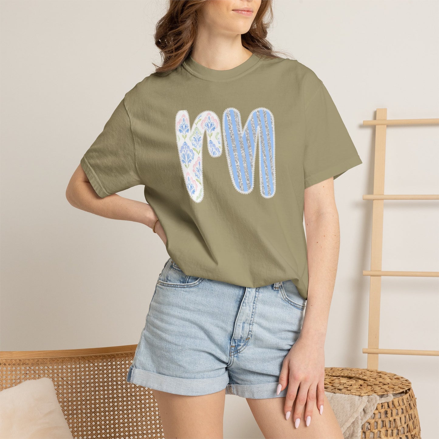Retro 'RN' Floral Graphic T-Shirt — Garment-Dyed Casual Tee