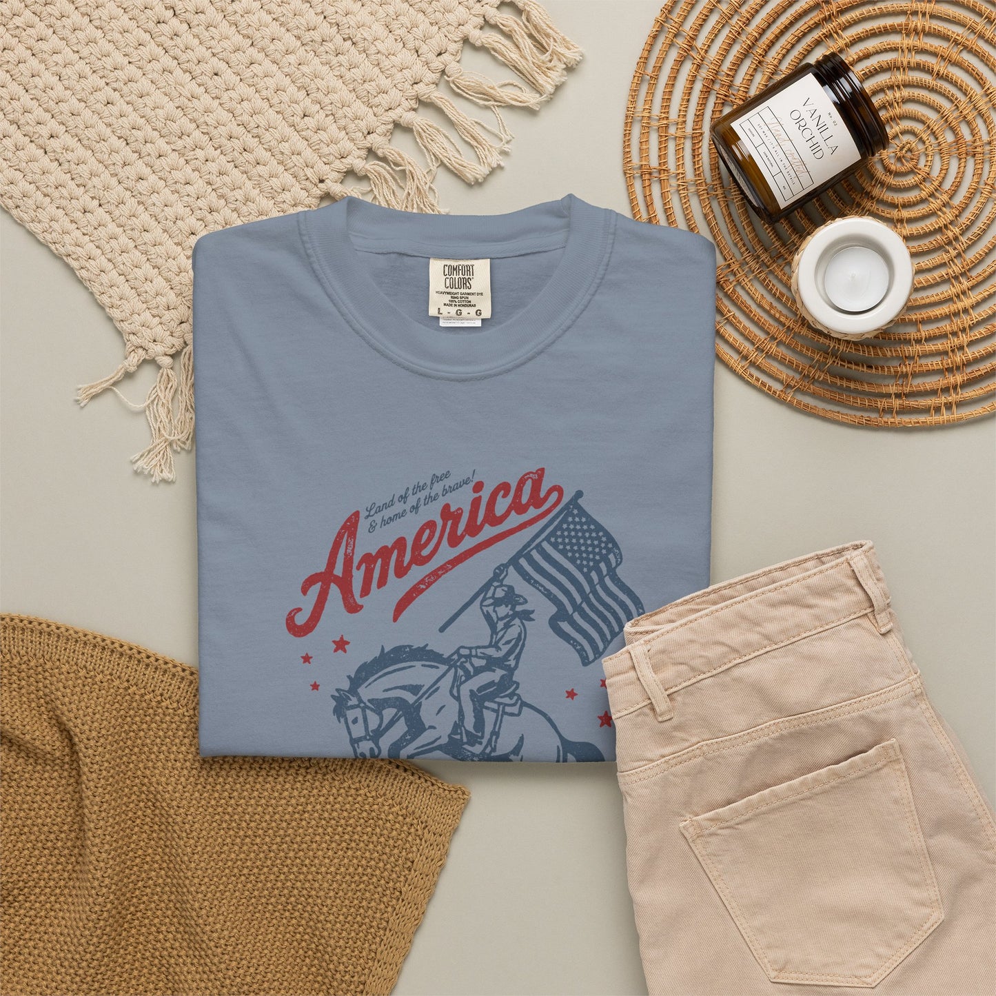 America Cowboy Flag T-Shirt – Retro Patriotic Rodeo Tee