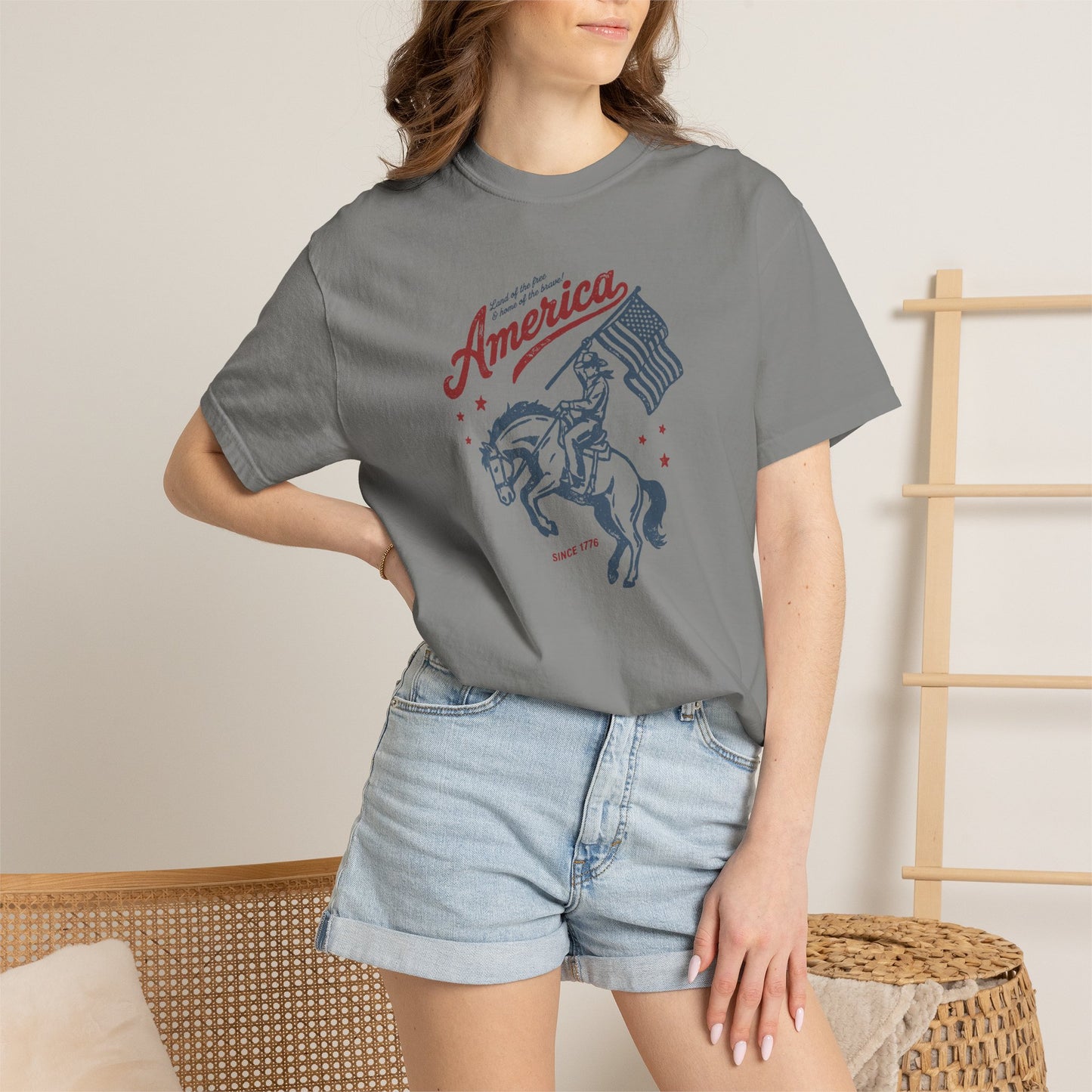 America Cowboy Flag T-Shirt – Retro Patriotic Rodeo Tee