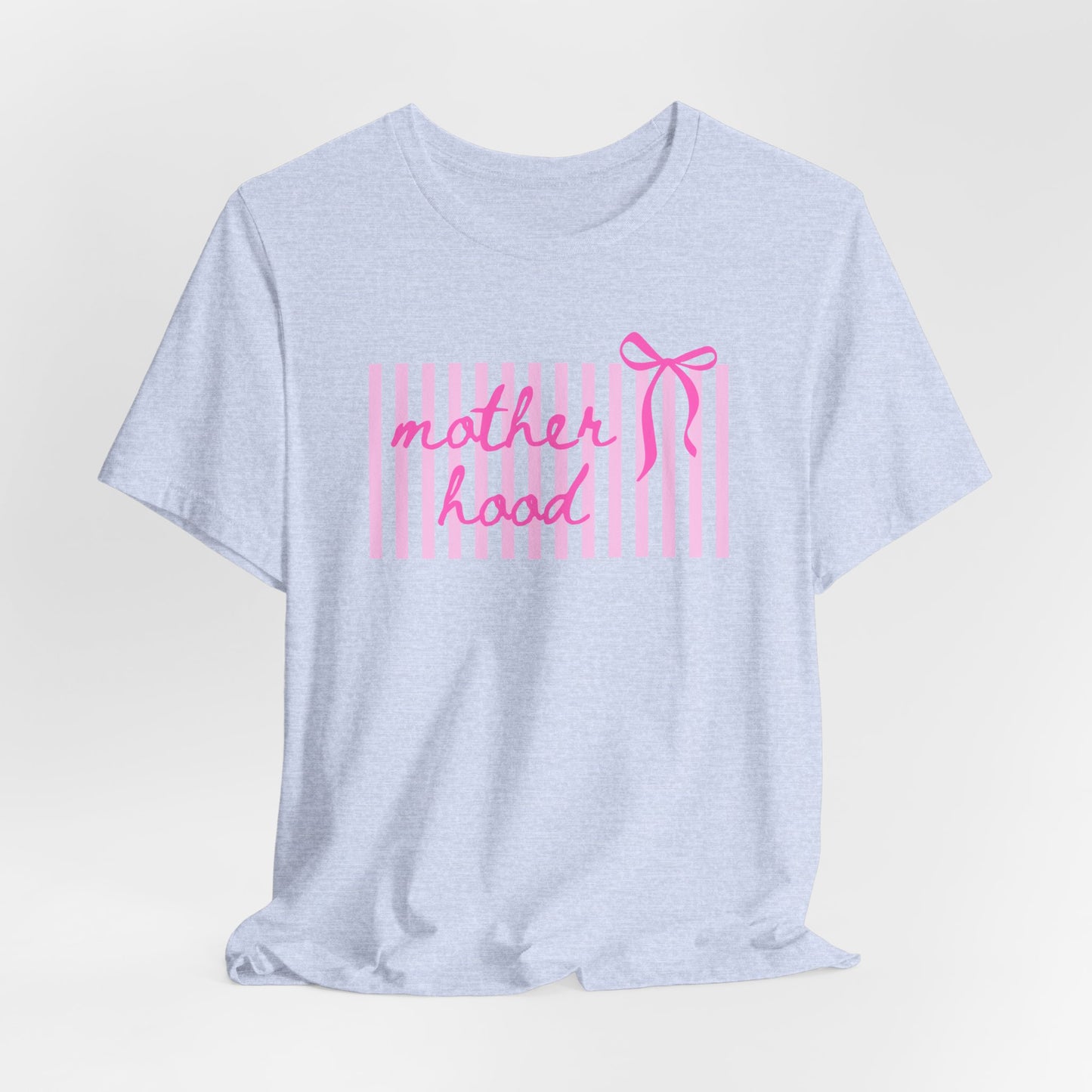 Motherhood Tee - Pink Stripes & Bow Mom Shirt