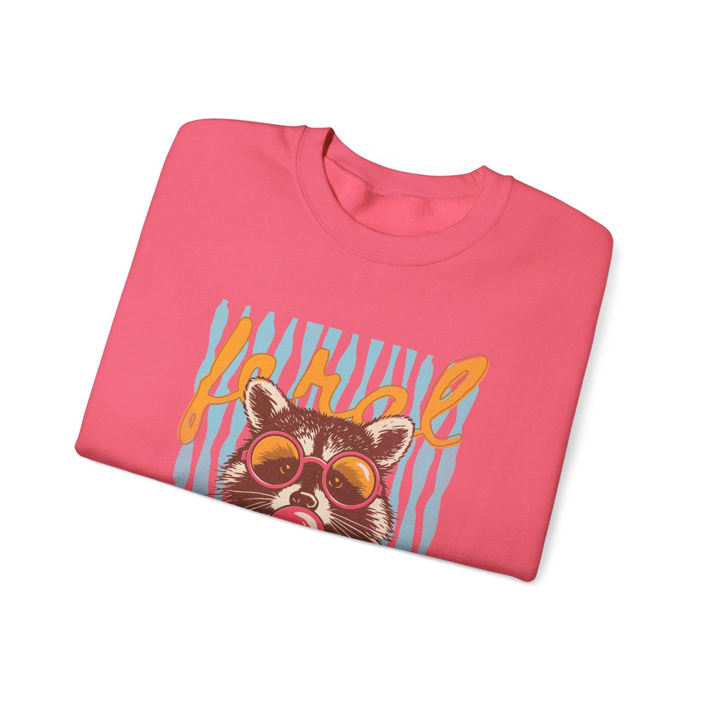 Crewneck Sweatshirt — Retro Raccoon Bubblegum Design
