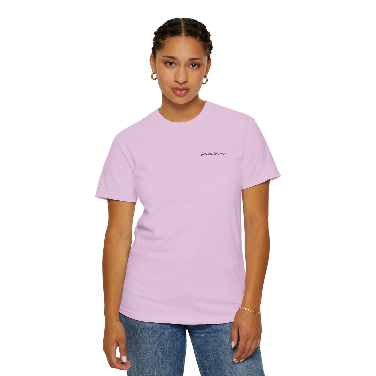Mama Script Tee — Minimalist Embroidered "Mama" T-Shirt