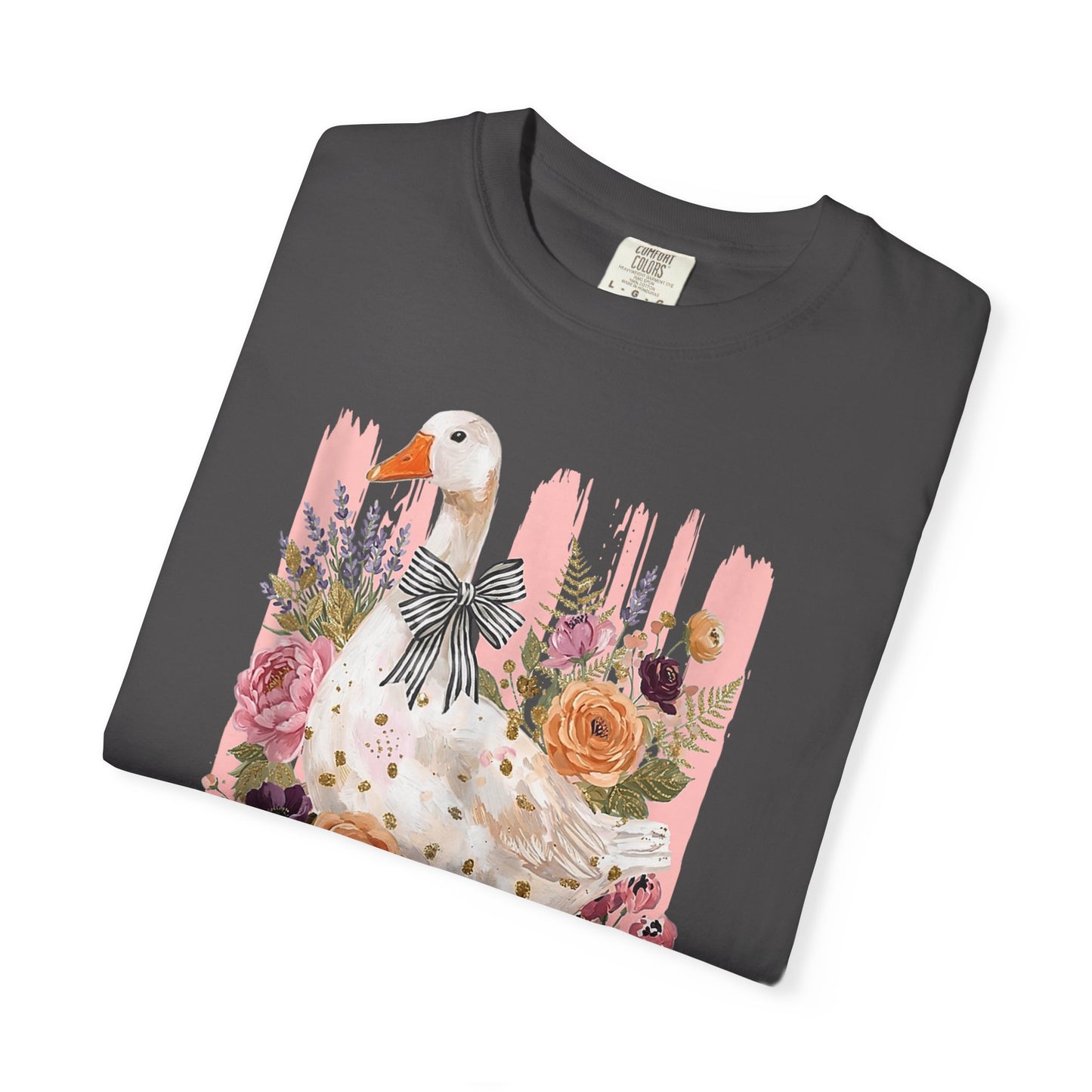 Autumn Farmyard Goose T-Shirt — Pumpkin & Floral Fall Tee
