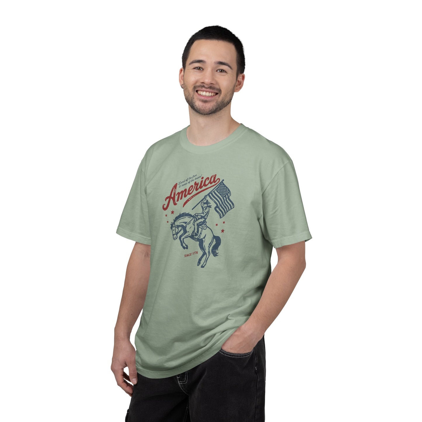 America Cowboy Flag T-Shirt – Retro Patriotic Rodeo Tee