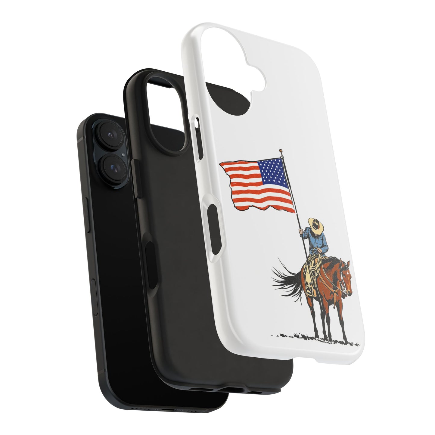Rugged Western Phone Case — Cowboy Holding American Flag