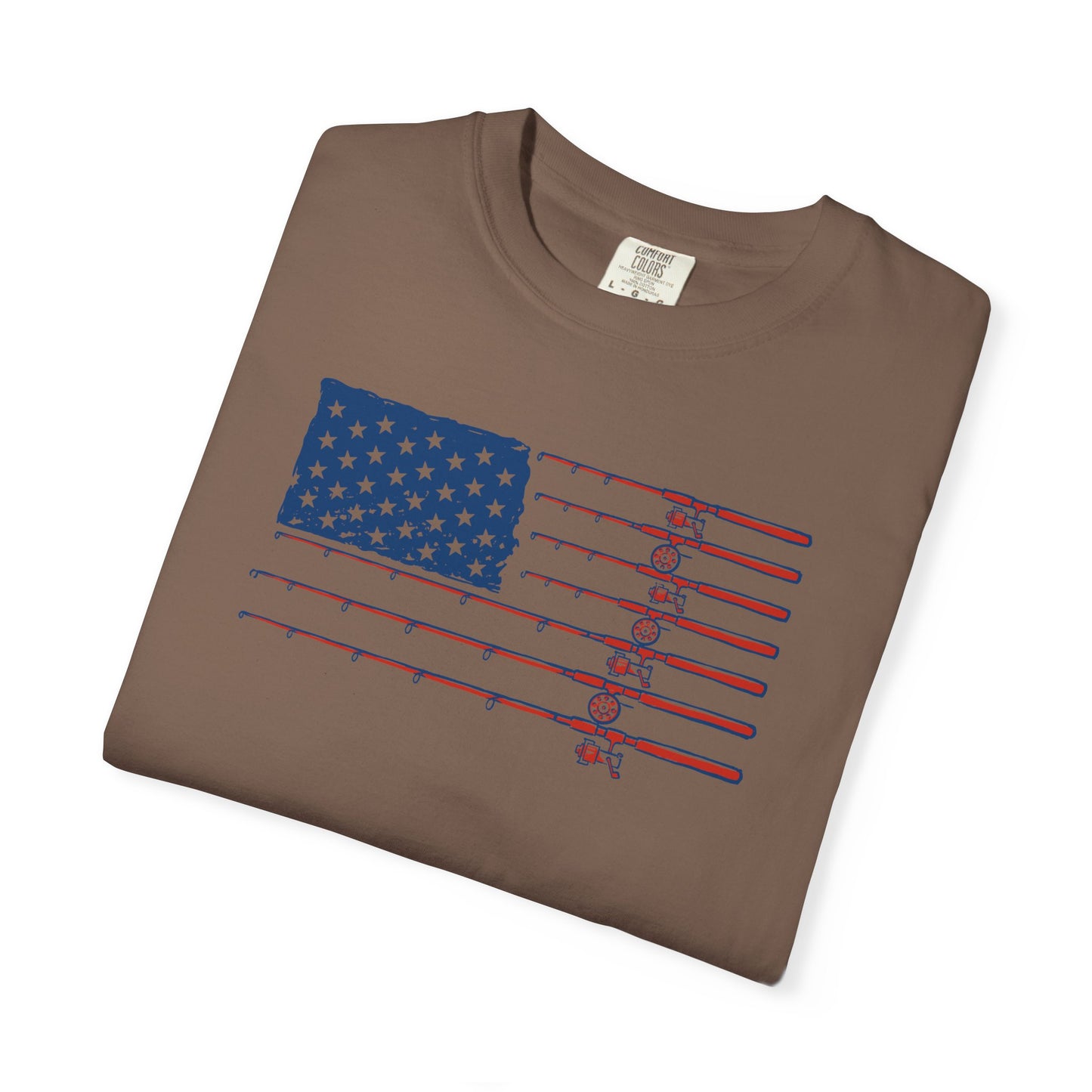 American Fishing Flag T-Shirt — Patriotic Bass Rods Graphic Tee