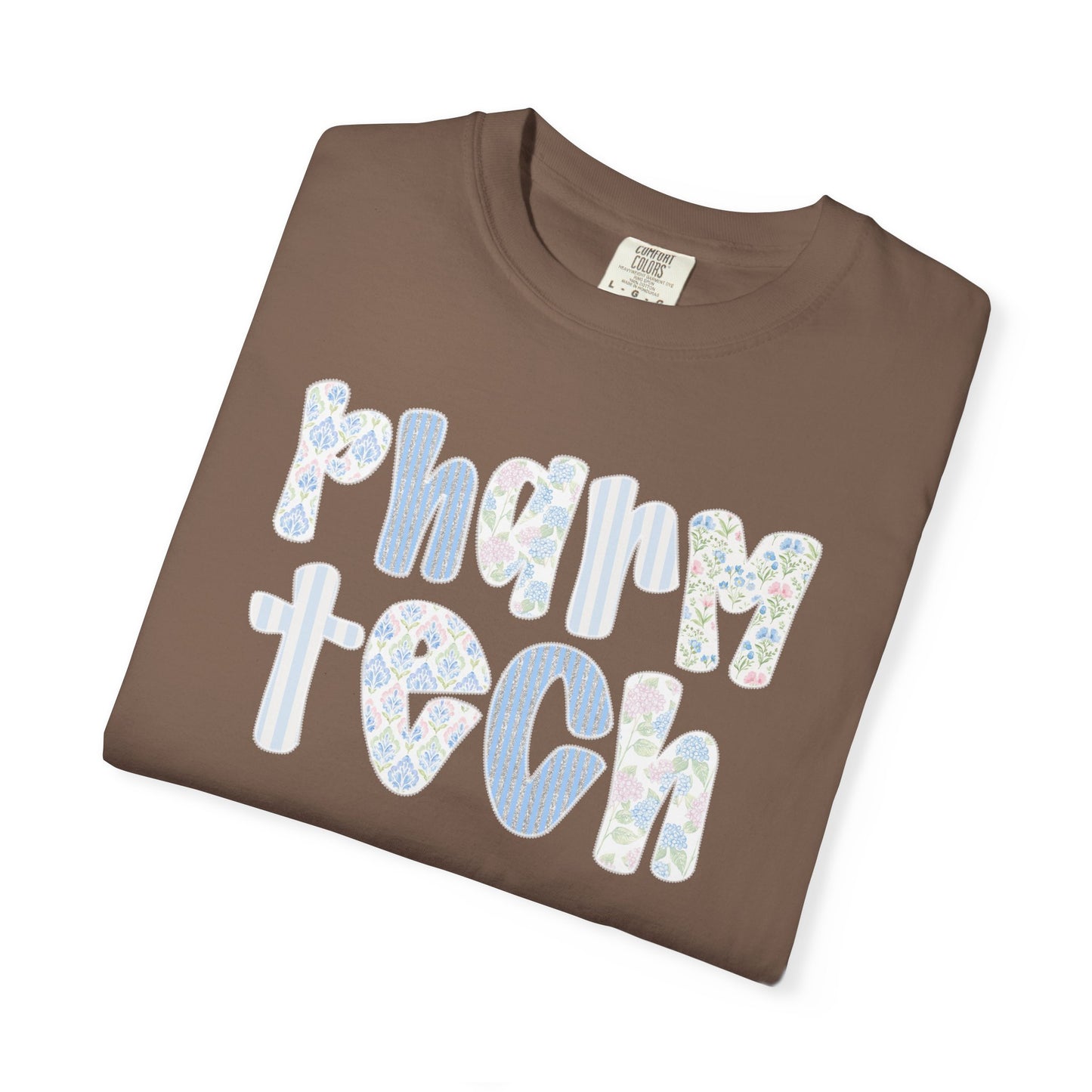 Pharm Tech T-Shirt — Floral Pastel Typography Tee