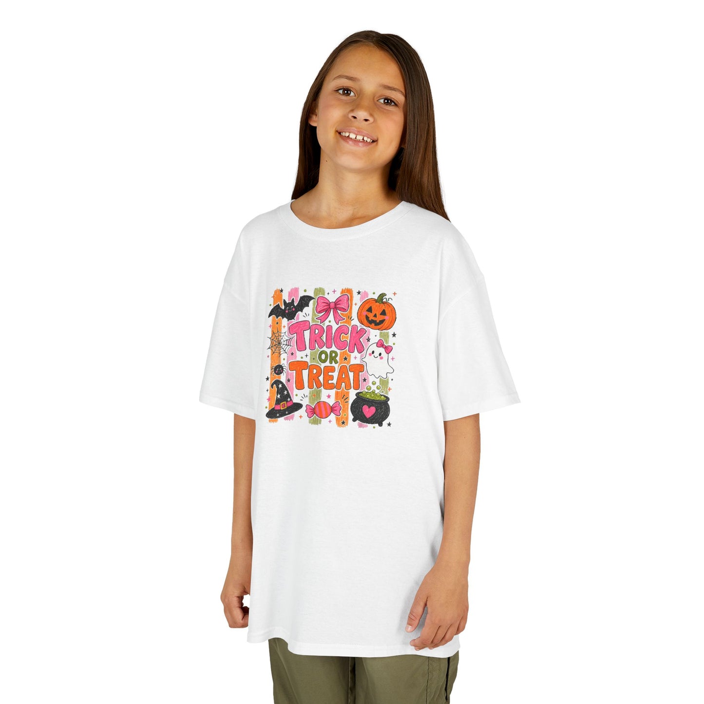 Kids Halloween Trick or Treat T-Shirt — Cute Pumpkin & Candy Graphic